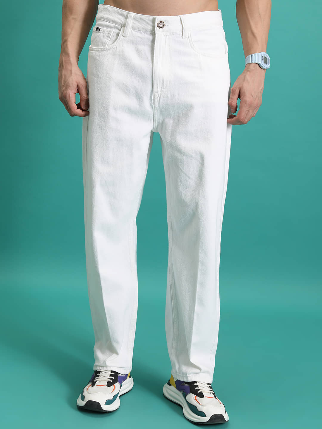 Highlander Relaxed Solid Men's Jeans - White ( Pack of 1 ) - Jeans | Buy online on ZillyBuy