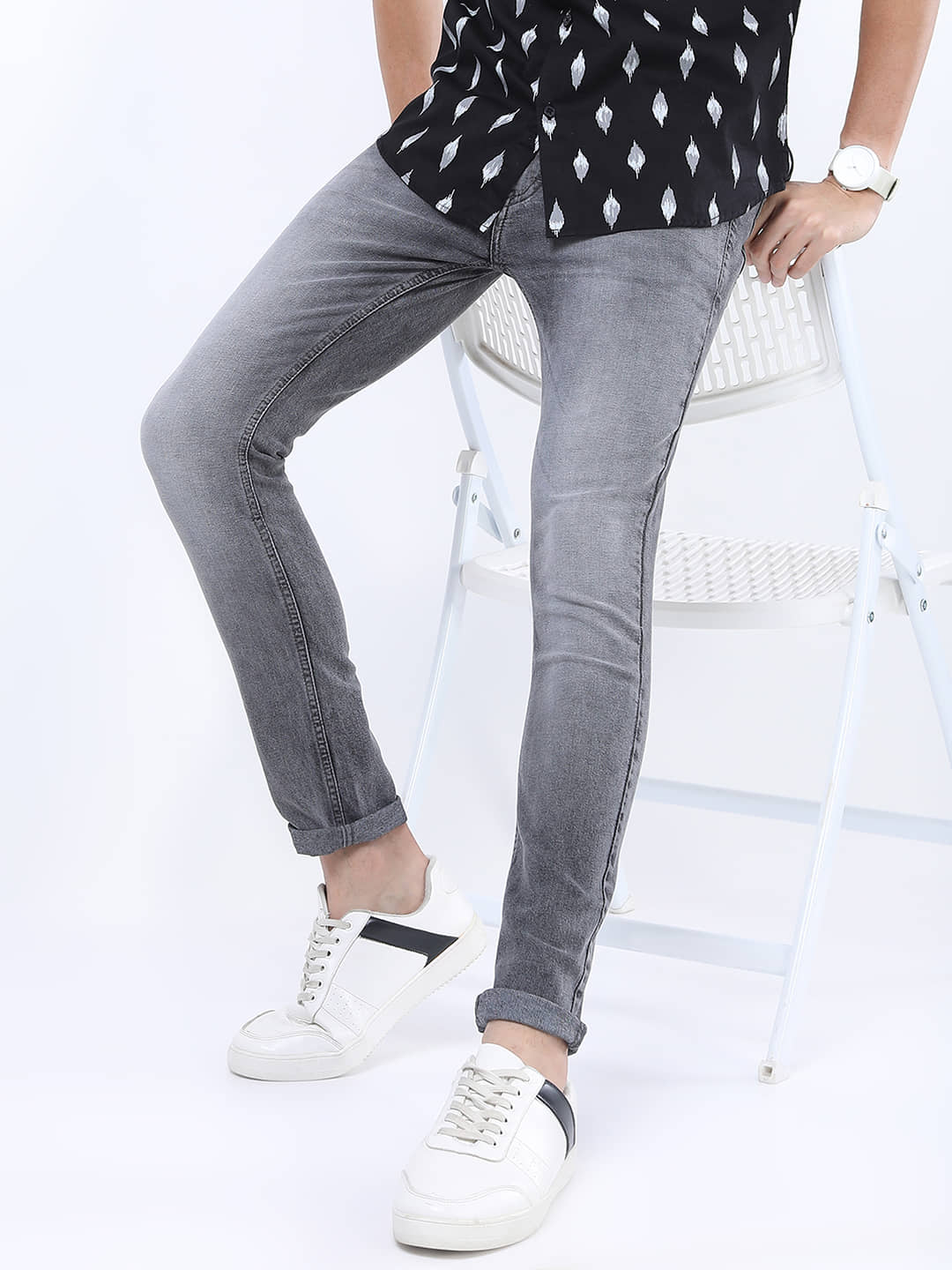Highlander Skinny Fit Basic Men's Jeans - Grey ( Pack of 1 ) - Jeans | Buy online on ZillyBuy