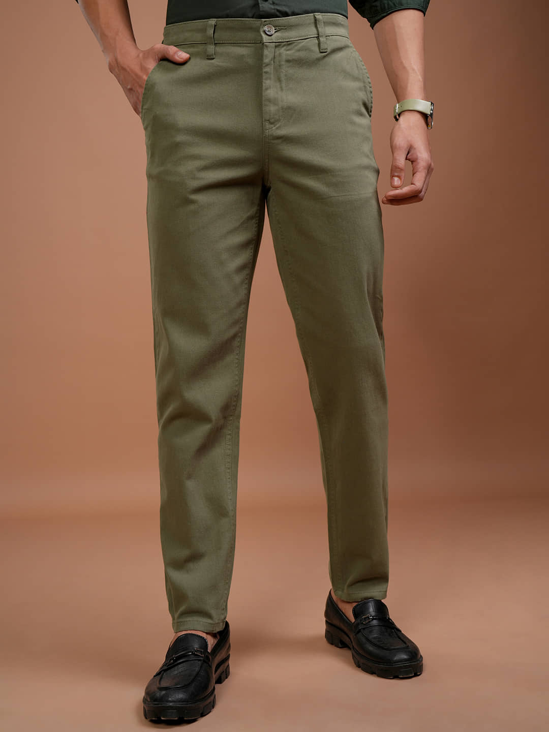 Highlander Slim Men's Chinos - Olive ( Pack of 1 ) - Trousers | Buy online on ZillyBuy