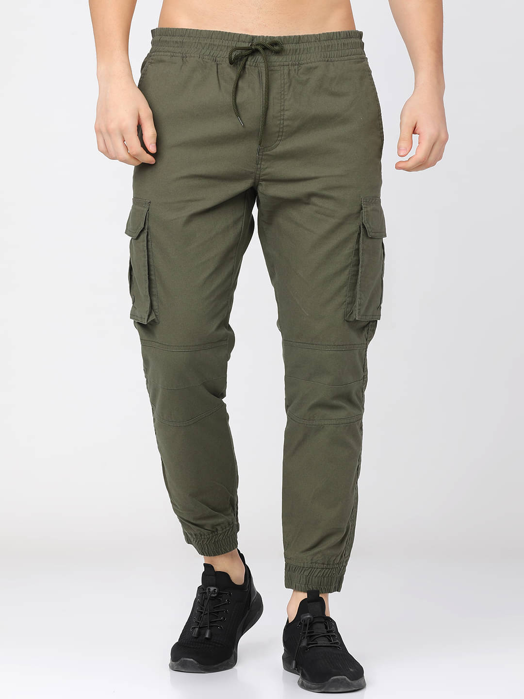     			Highlander Slim Flat Men's Cargos - Olive ( Pack of 1 )