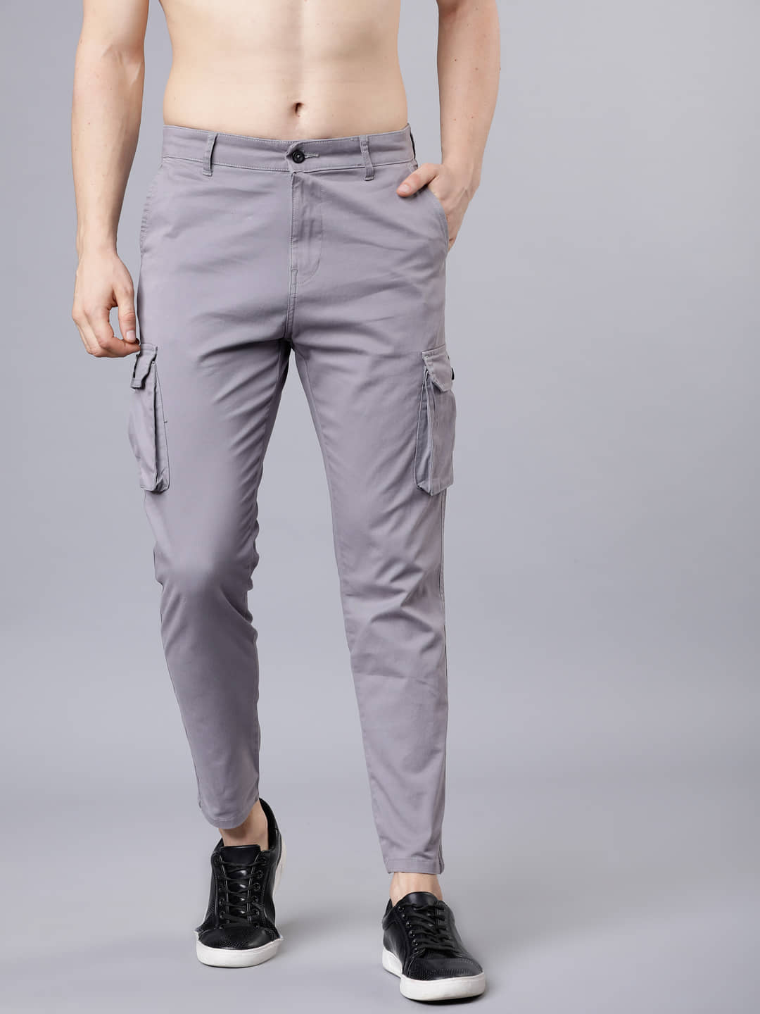 Highlander Slim Men's Cargos - Light Grey ( Pack of 1 ) - Trousers | Buy online on ZillyBuy