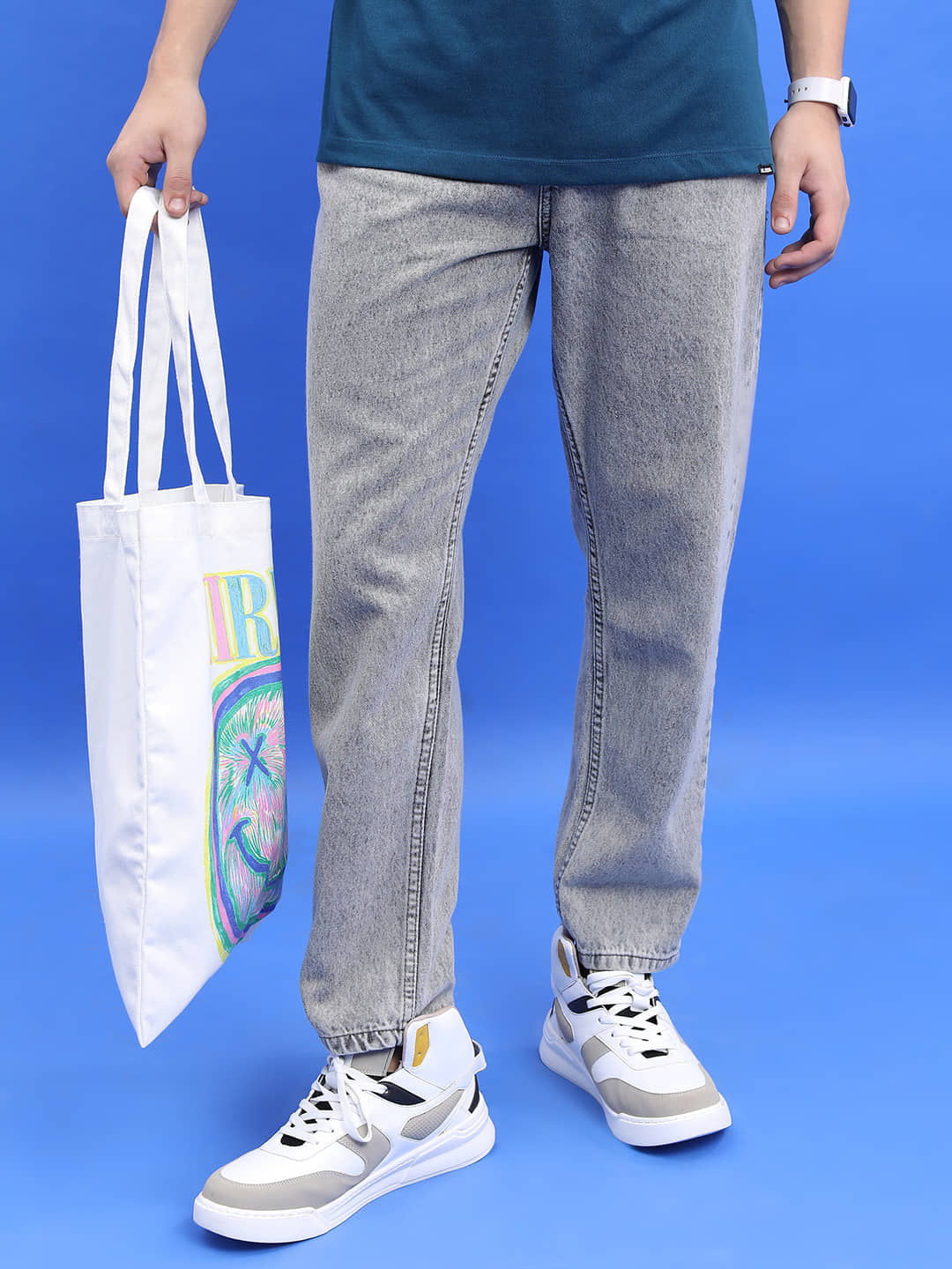 Highlander Straight Solid Men's Jeans - Light Grey ( Pack of 1 ) - Jeans | Buy online on ZillyBuy