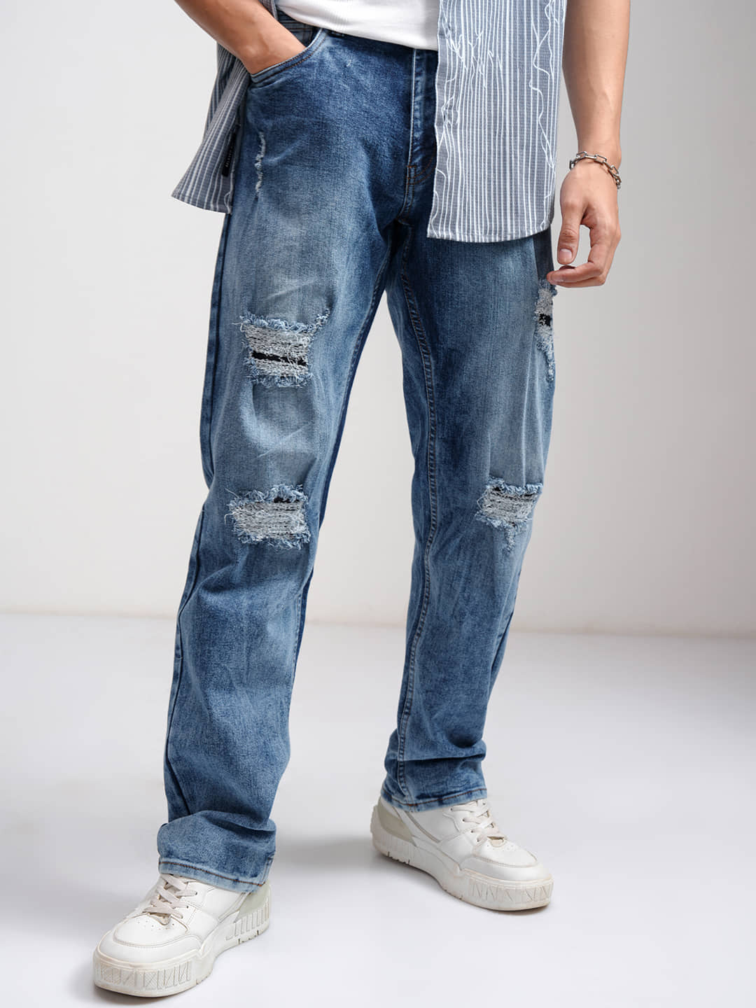 Highlander Straight Solid Men's Jeans - Light Blue ( Pack of 1 ) - Jeans | Buy online on ZillyBuy