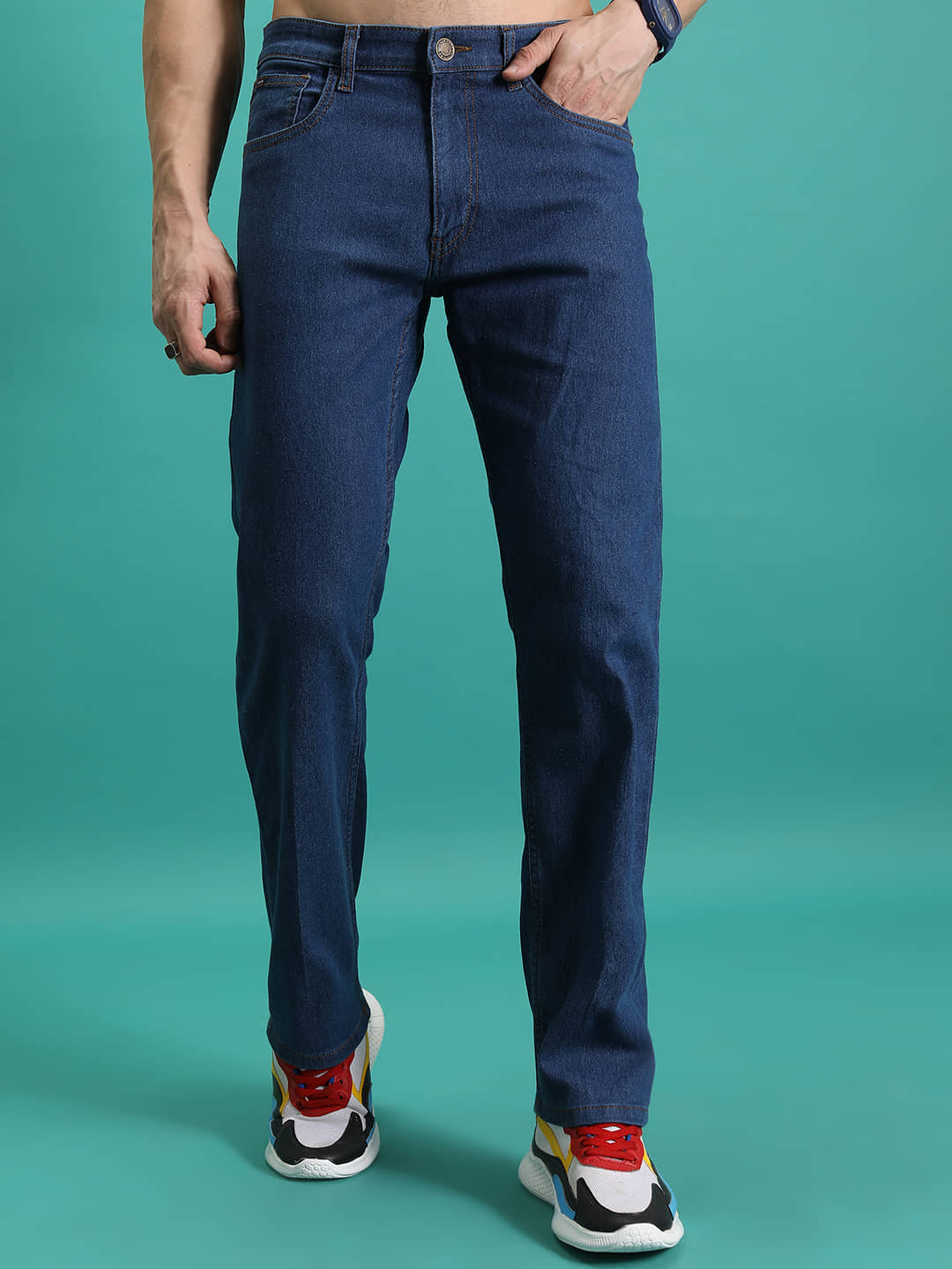 Highlander Straight Solid Men's Jeans - Blue ( Pack of 1 ) - Jeans | Buy online on ZillyBuy