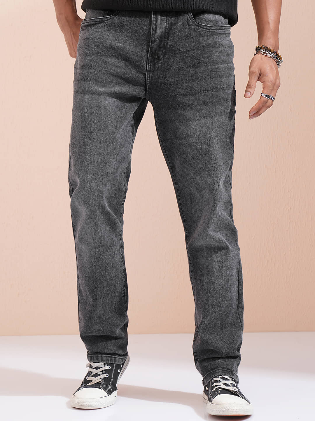 Highlander Straight Solid Men's Jeans - Charcoal ( Pack of 1 ) - Jeans | Buy online on ZillyBuy