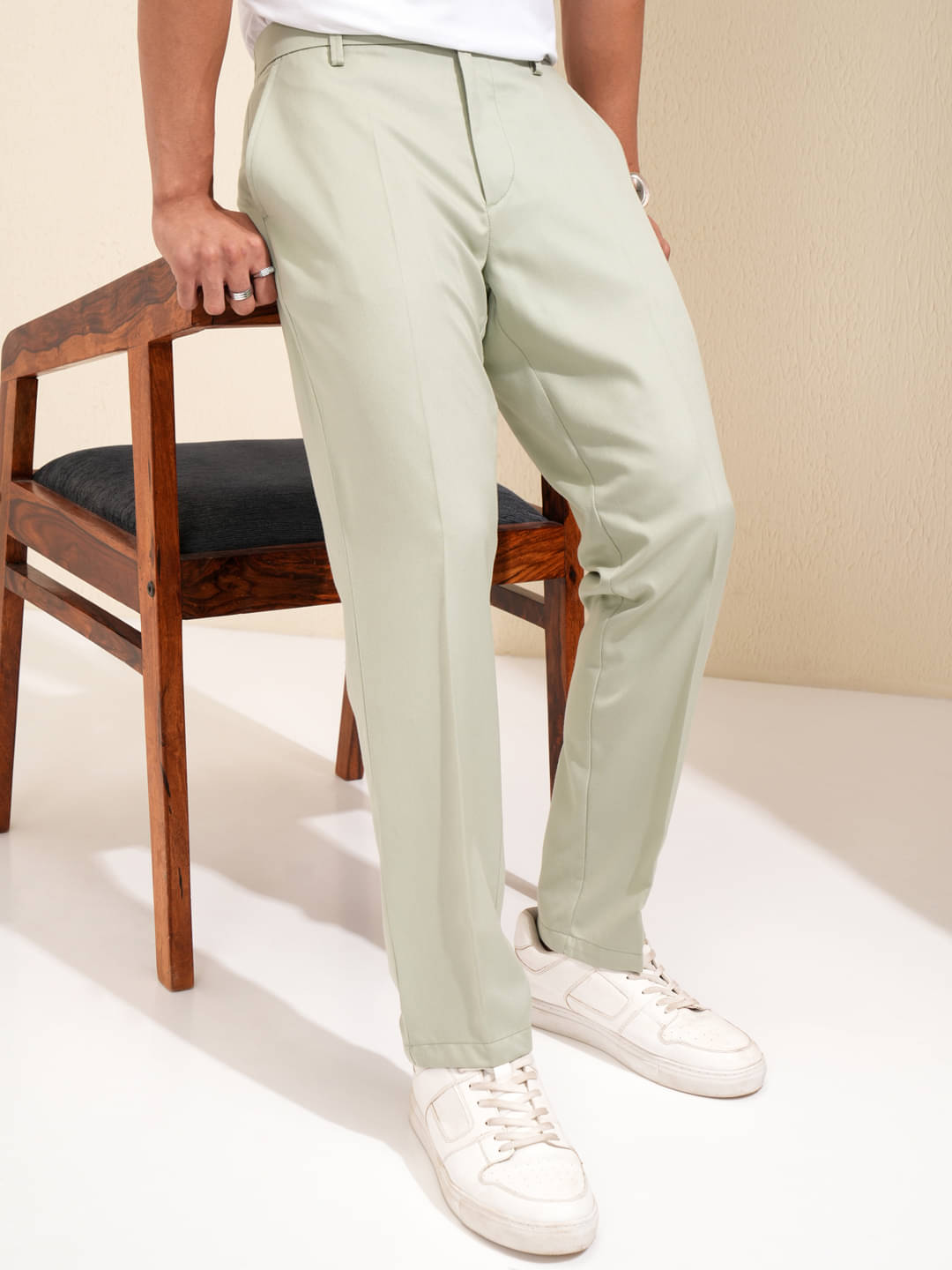     			Highlander Straight Flat Men's Trouser - Green ( Pack of 1 )