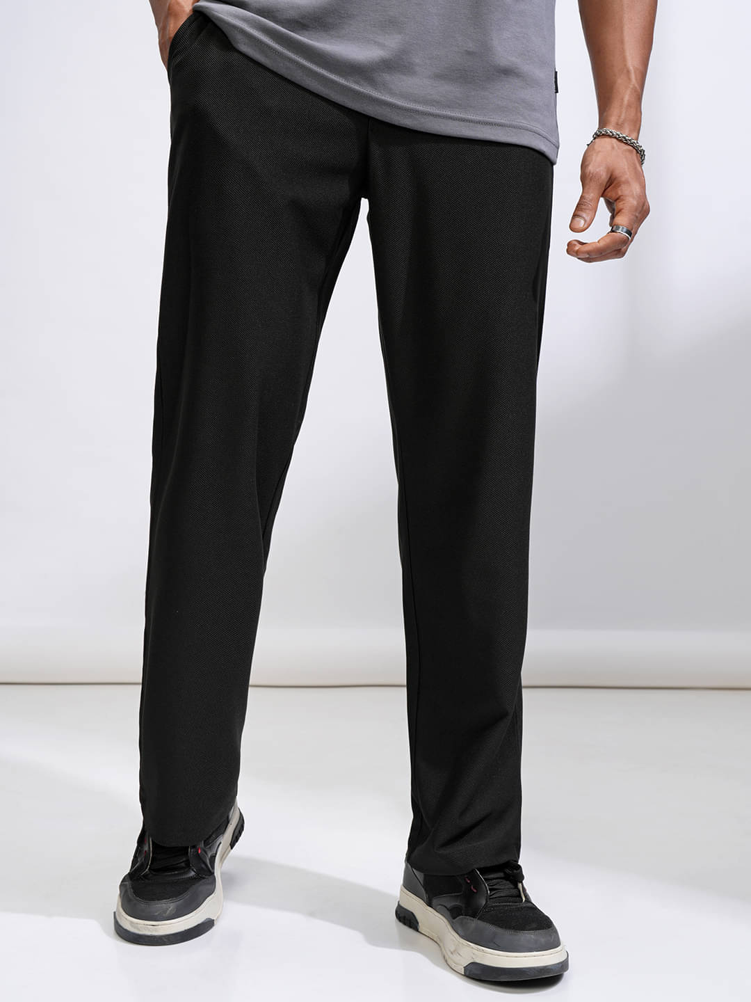     			Highlander Straight Flat Men's Trouser - Black ( Pack of 1 )