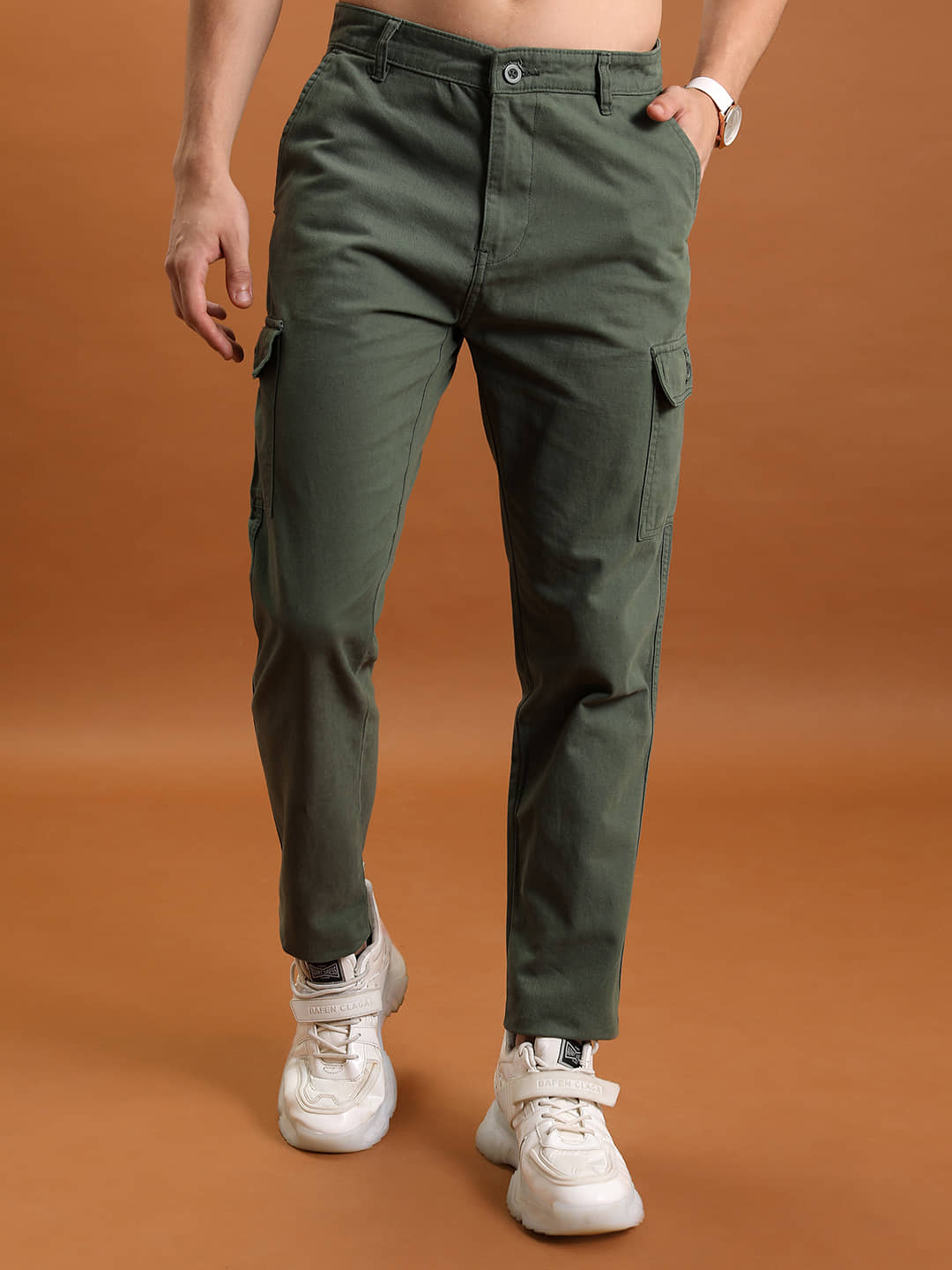 Highlander Straight Flat Men's Cargos - Olive ( Pack of 1 ) - Trousers | Buy online on ZillyBuy