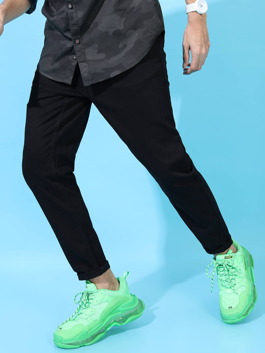     			Highlander Tapered Flat Men's Chinos - Black ( Pack of 1 )
