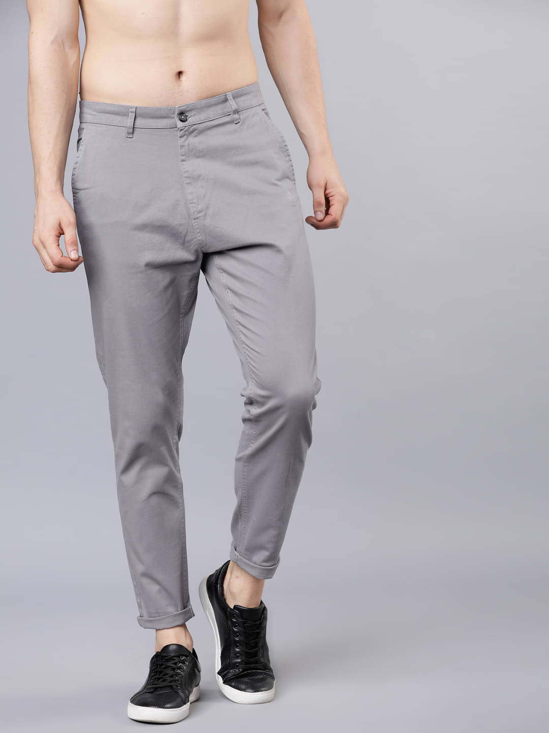 Highlander Tapered Flat Men's Chinos - Light Grey ( Pack of 1 ) Highlander Tapered Flat Men's Chinos - Light Grey ( Pack of 1 )