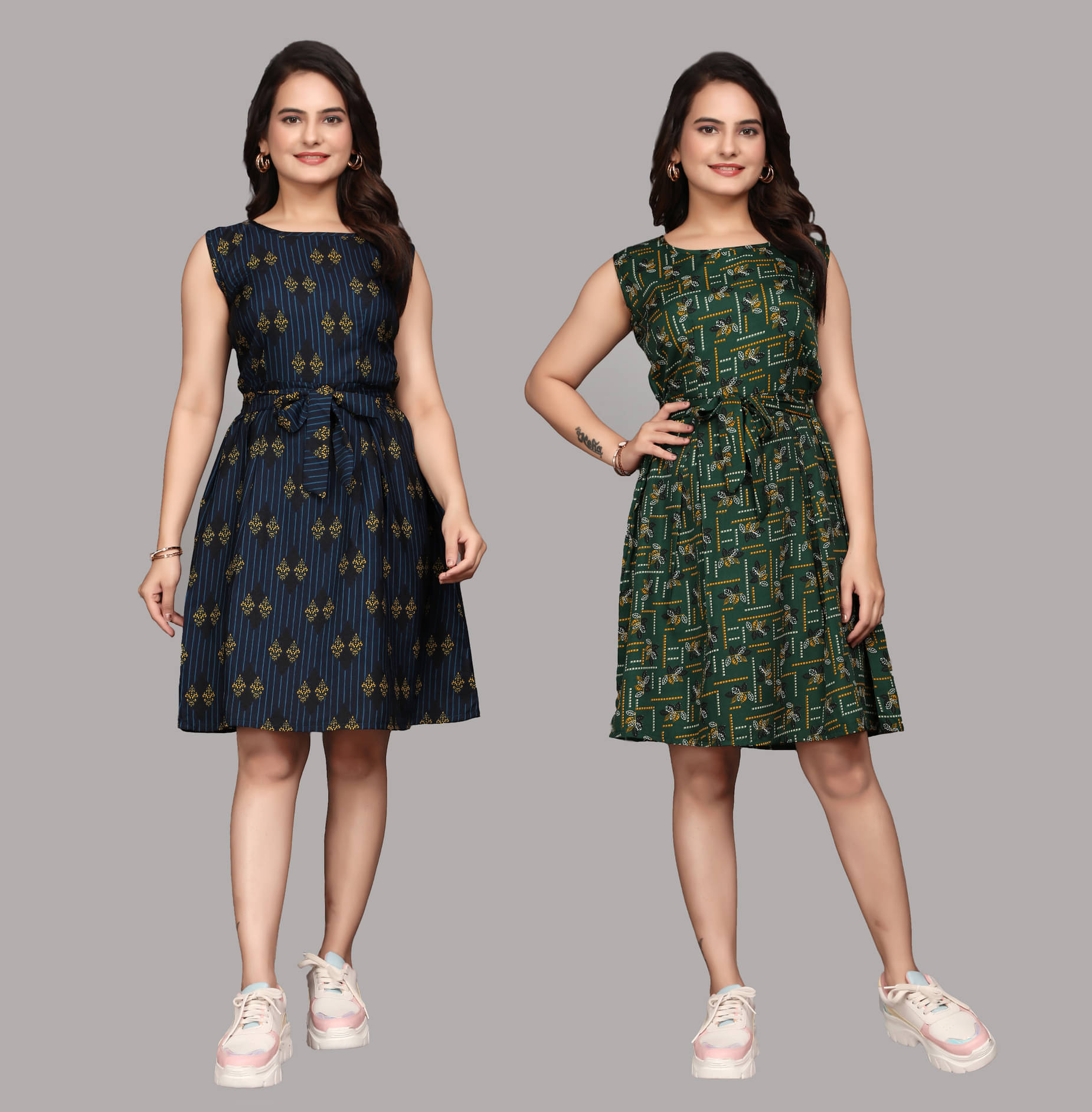 KALAVRITTA Women Crepe Printed A-line Dress ( Multicolor 6 )     			KALAVRITTA Women Crepe Printed A-line Dress ( Multicolor 6 )
