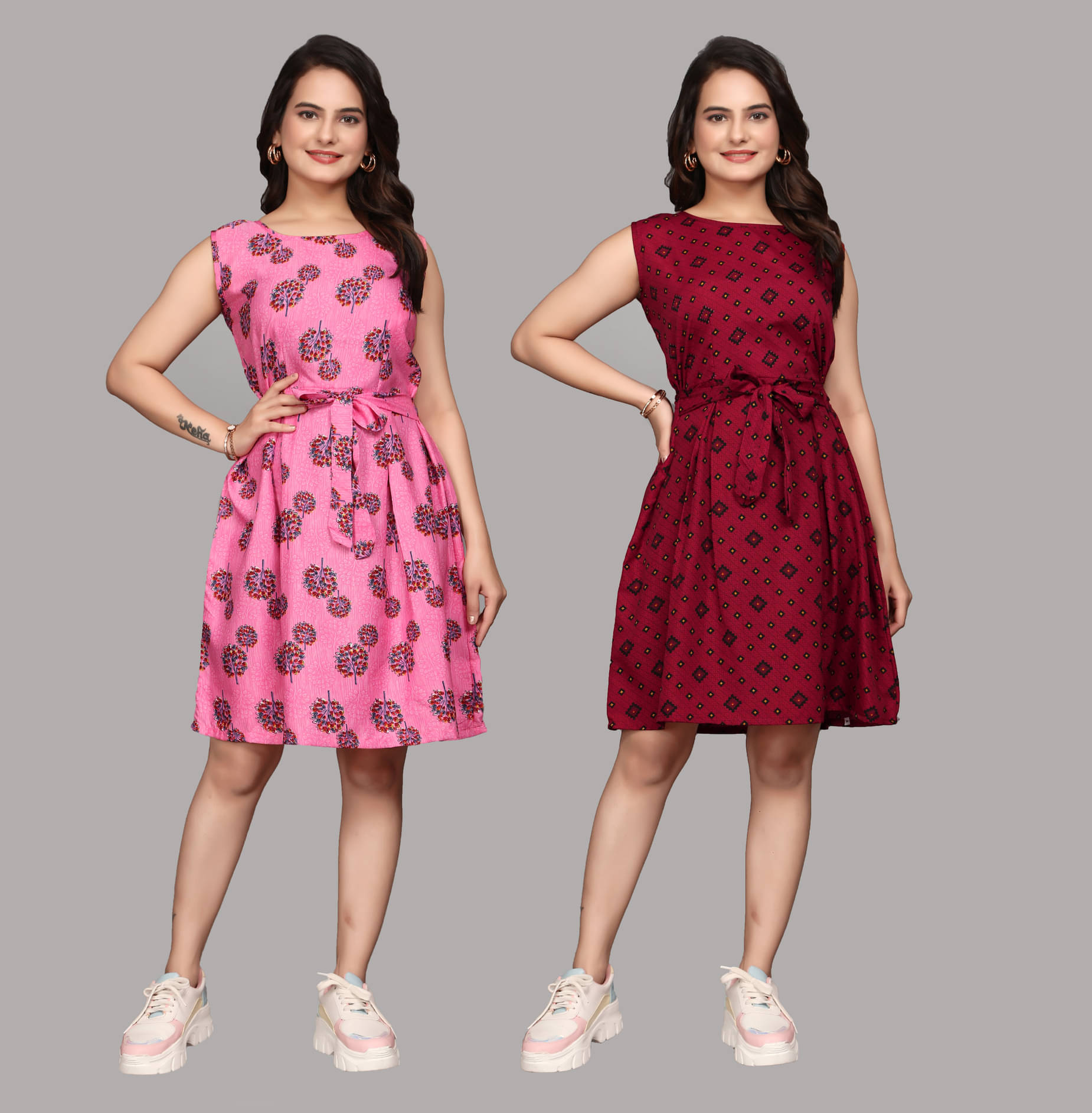     			KALAVRITTA Women Crepe Printed Fit & Flare Dress ( Multicolor 2 )