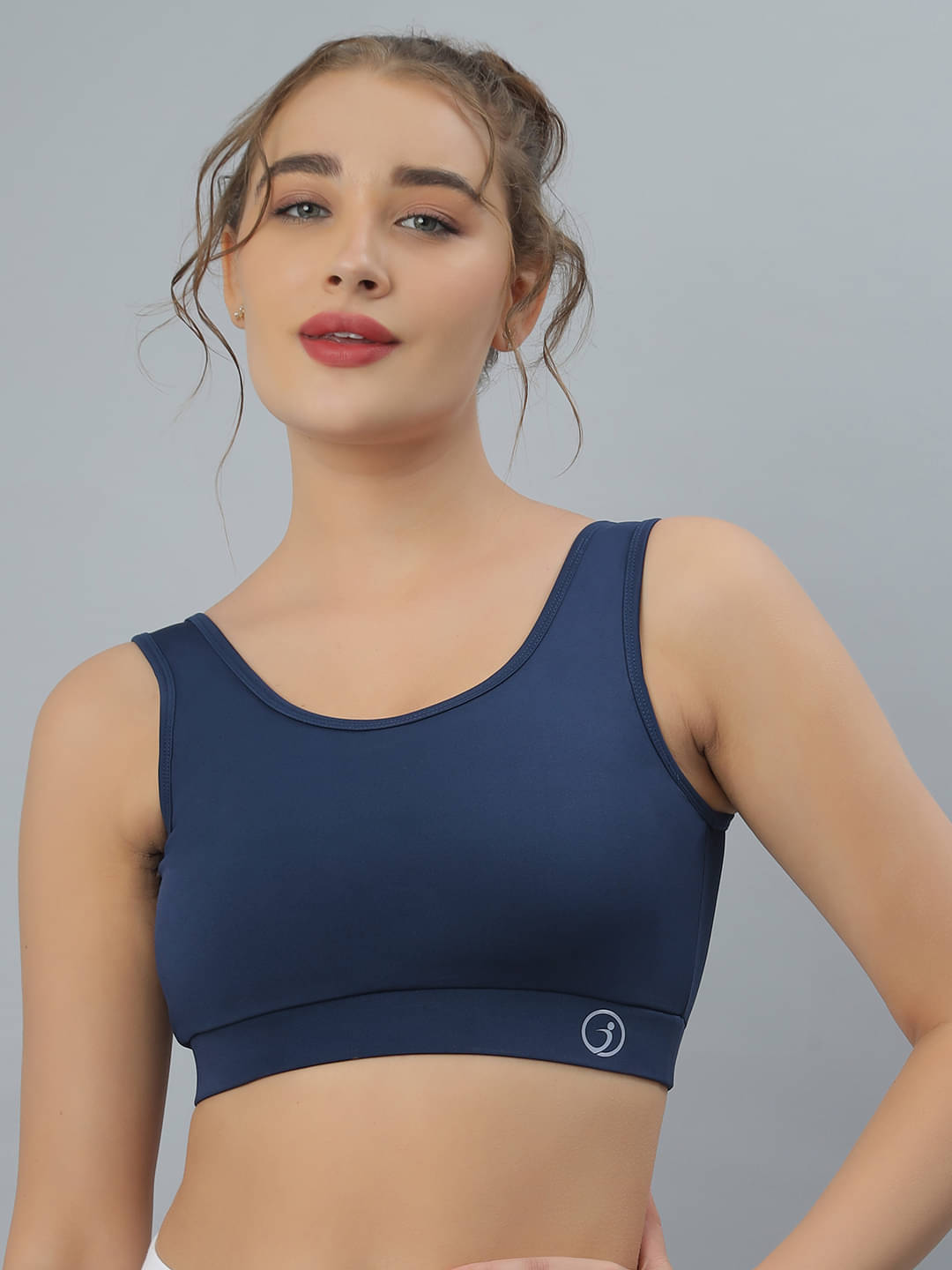    			LUXORA Navy Polyester Removable Padding Women's Sports Bra ( Pack of 1 )