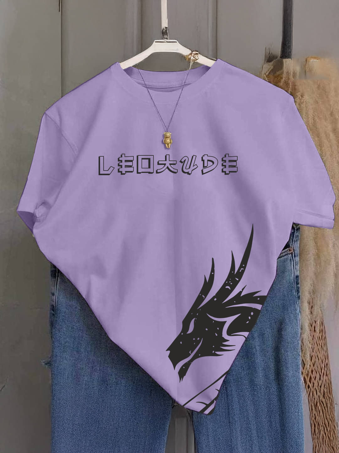 Leotude Men Cotton Blend Oversized Fit Printed T-Shirt ( Purple ) Leotude Men Cotton Blend Oversized Fit Printed T-Shirt ( Purple )