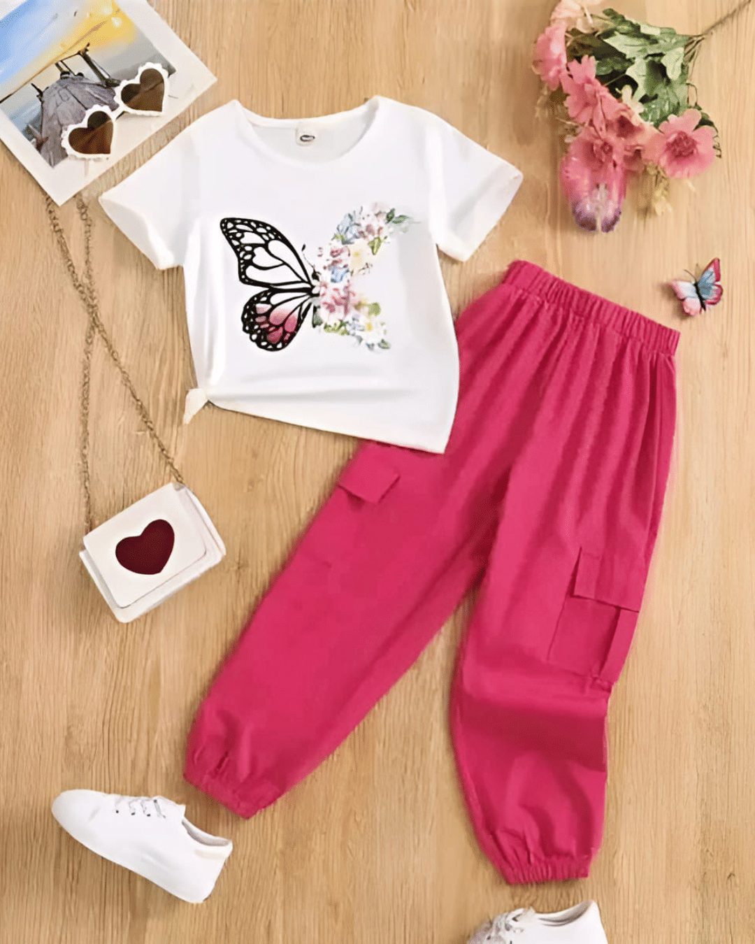     			MCST Pack of 1 Girls Cotton Blend T-shirt & Pants ( Deep Pink )
