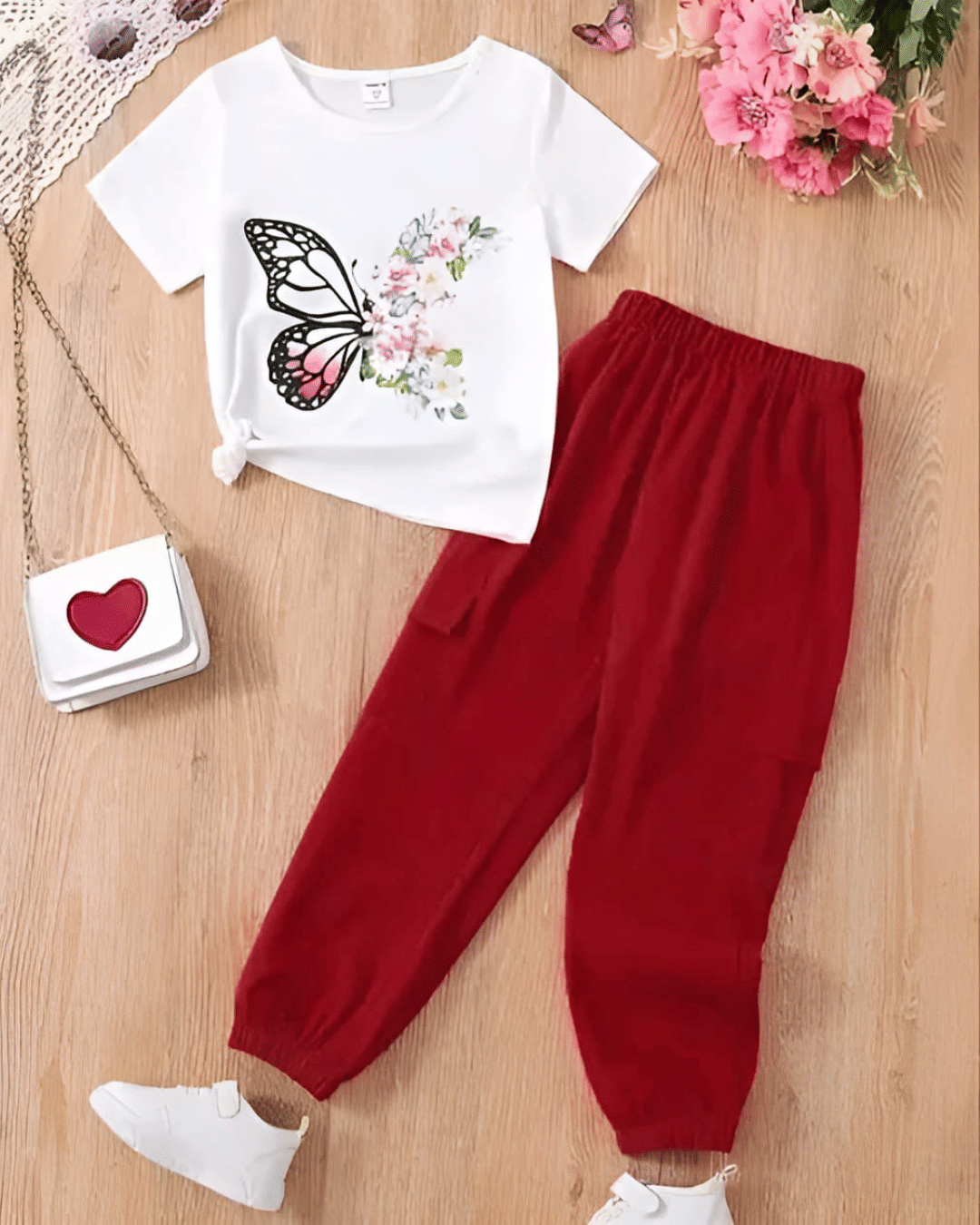     			MCST Pack of 1 Girls Cotton Blend T-shirt & Pants ( Red )