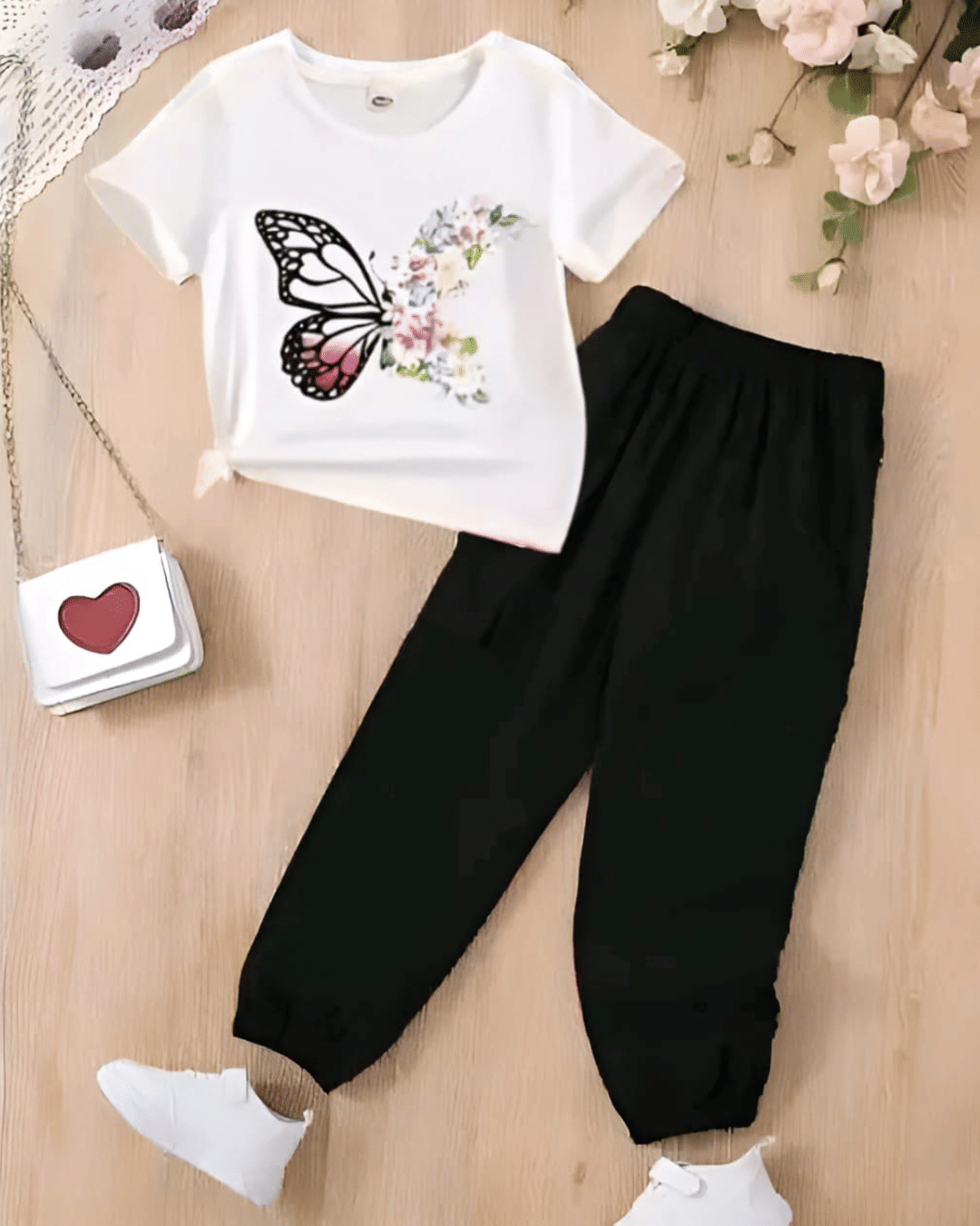     			MCST Pack of 1 Girls Cotton Blend T-shirt & Pants ( Black )