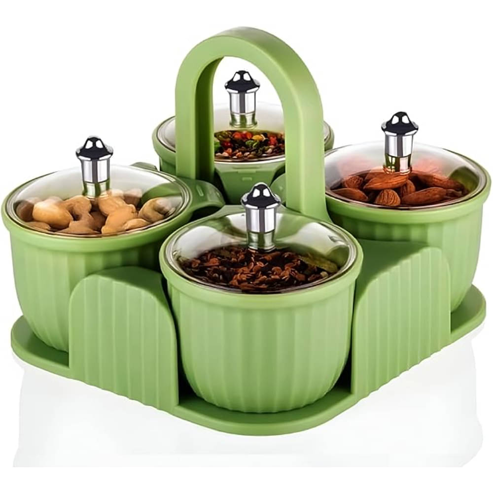     			NEKIFACE 4 pcs Container Plastic Green Pickle Container ( Set of 1 )