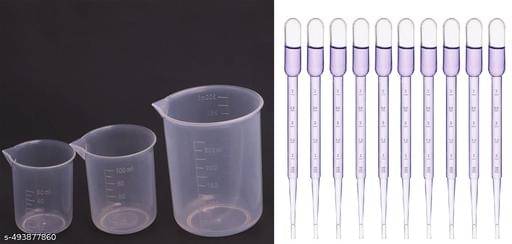     			PLEXUS Plastic Measuring Beaker 50+100+250ml With Dropper 3ml (10pc) measuring beaker for laboratory Measuring Cup Measuring inside with dropper 3ml