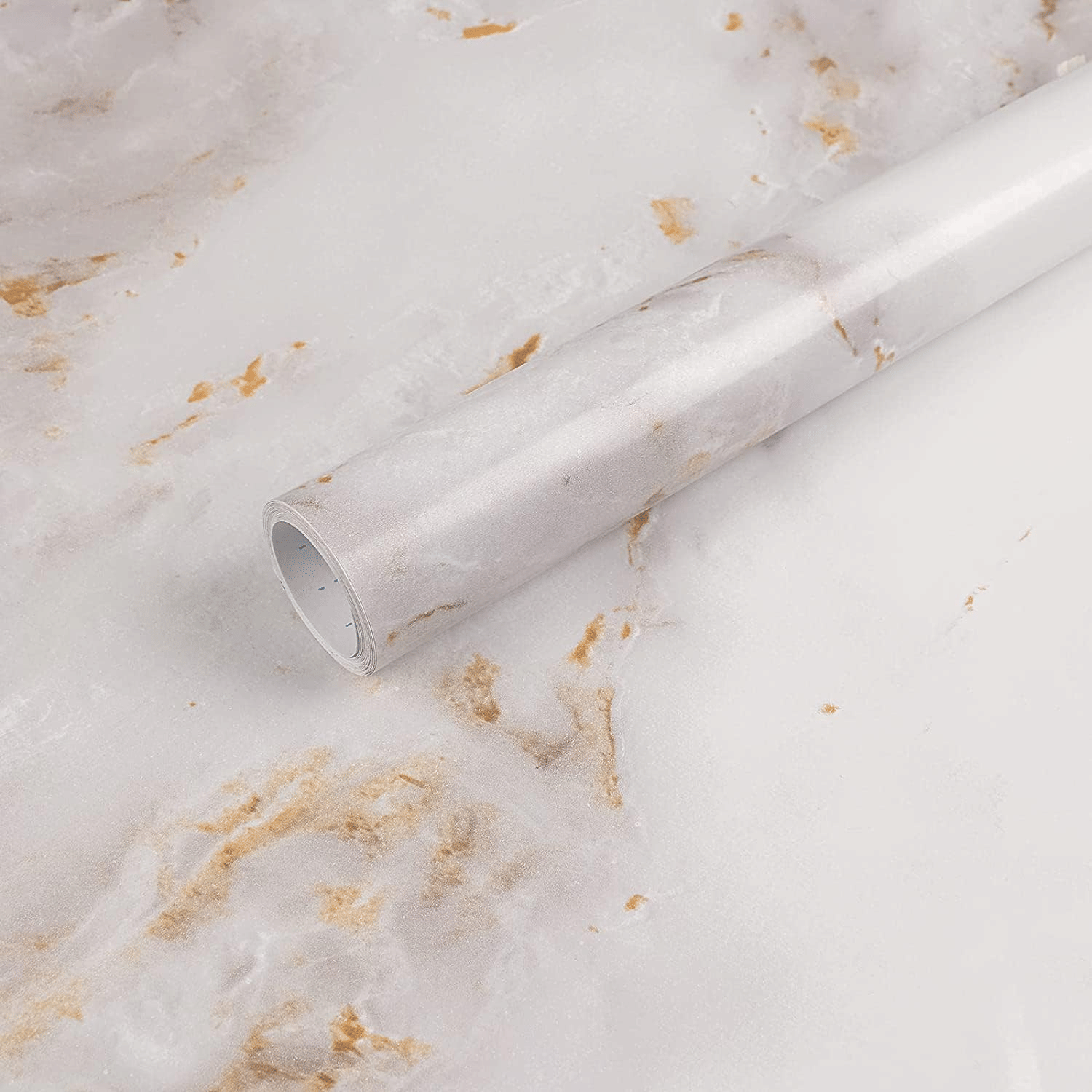     			Pack of 2 Self Adhesive Marble Wallpaper Rolls – White Gold, Waterproof, Oilproof Wall Sticker for Kitchen, Table, Drawer (60x200cm Each)