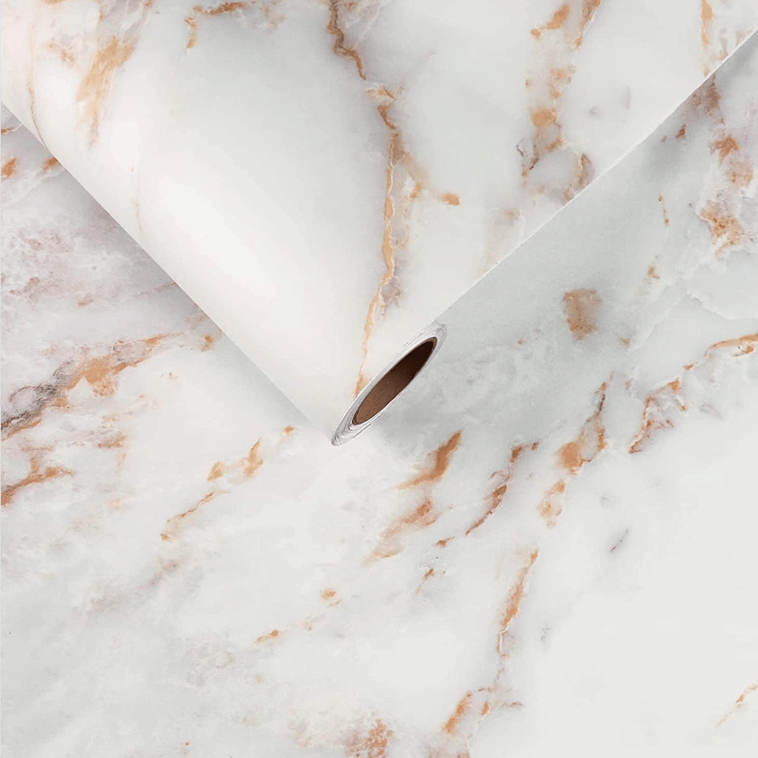     			Pack of 2 Self Adhesive Marble Wallpaper Rolls – White Gold, Waterproof, Oilproof Wall Sticker for Kitchen, Table, Drawer (60x200cm Each)