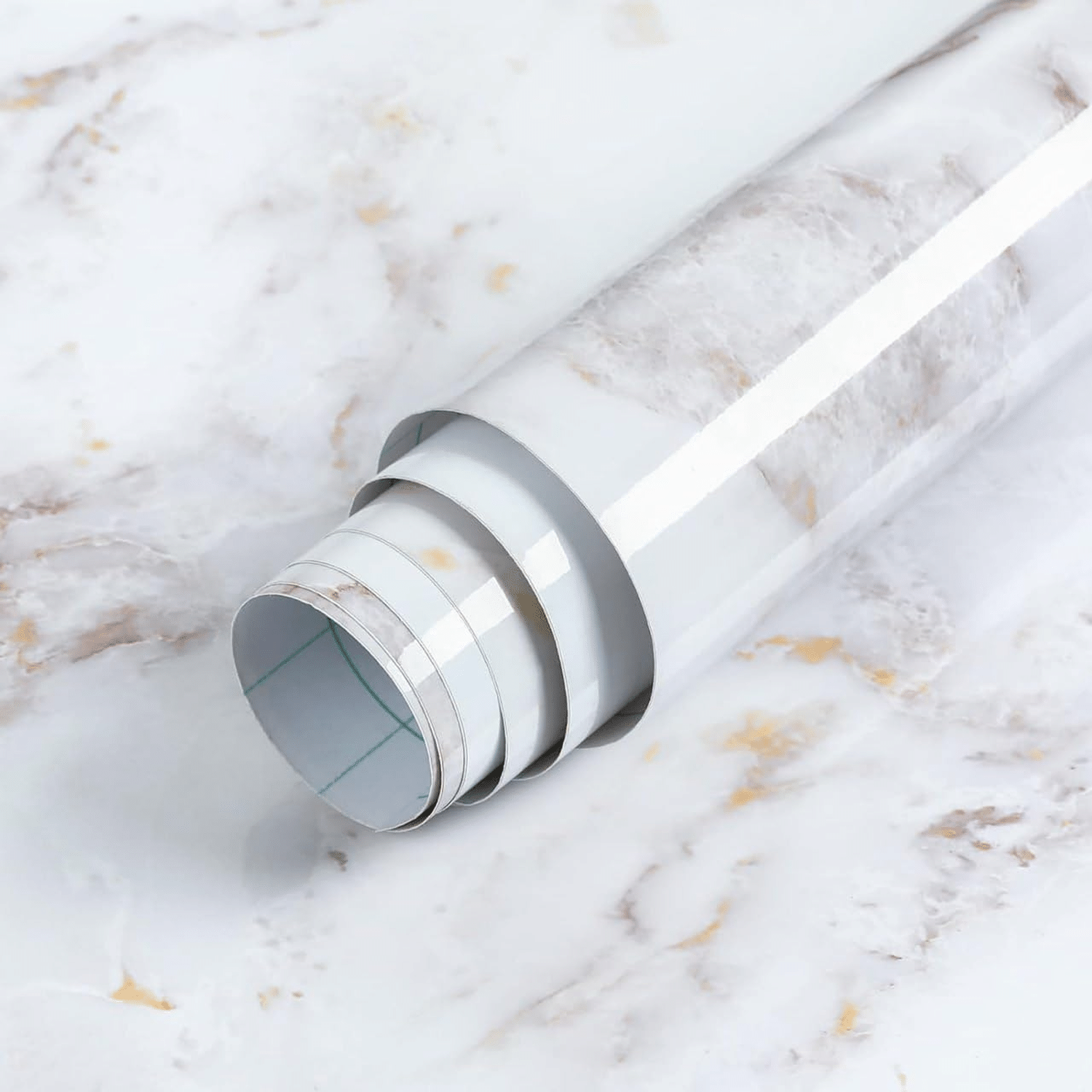     			Pack of 2 Self Adhesive Marble Wallpaper Rolls – White Gold, Waterproof, Oilproof Wall Sticker for Kitchen, Table, Drawer (60x200cm Each)