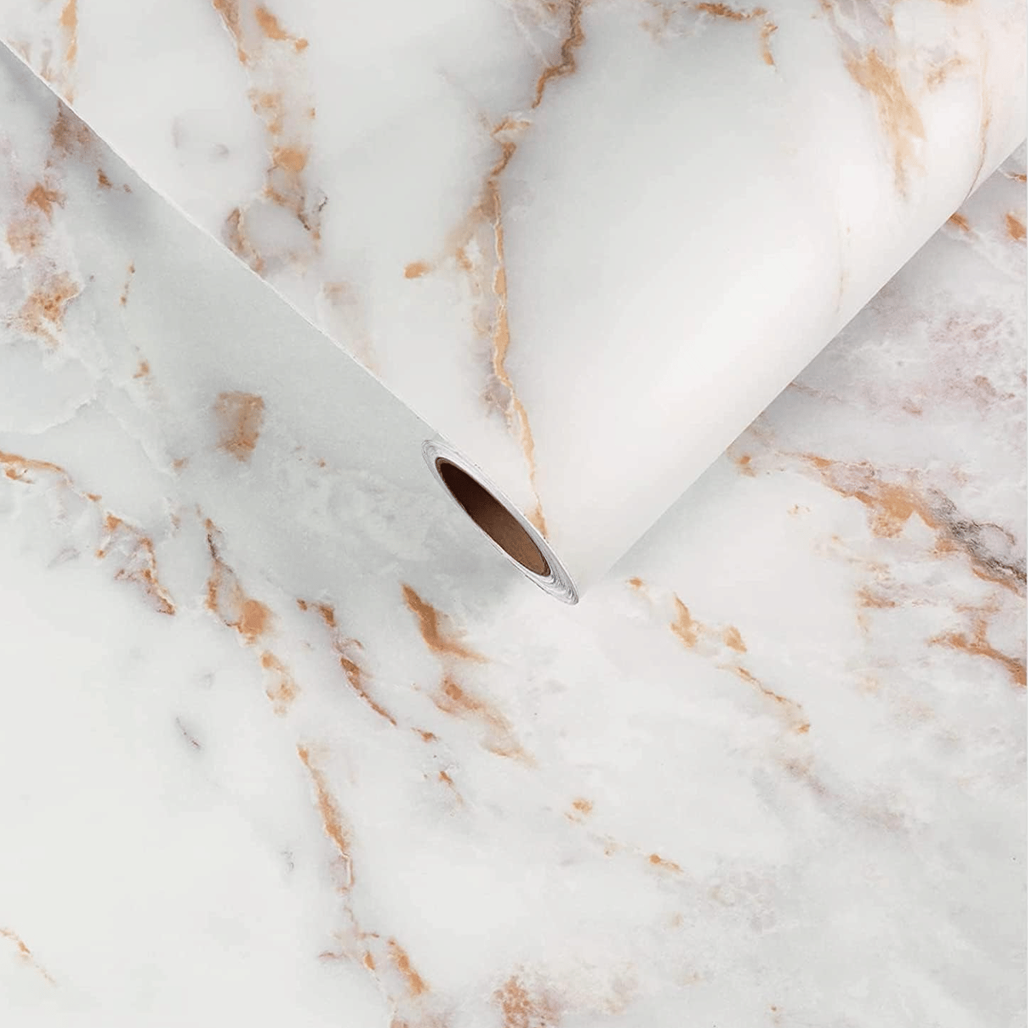     			Pack of 2 Self Adhesive Marble Wallpaper Rolls – White Gold, Waterproof, Oilproof Wall Sticker for Kitchen, Table, Drawer (60x200cm Each)