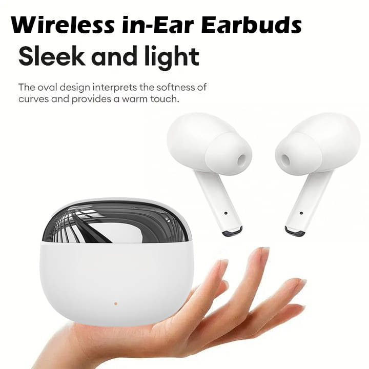     			"Premium White Wireless Earbuds with Crystal Clear Sound, Long Battery Backup, Touch Controls, Bluetooth Connectivity, Comfortable Fit, Deep Bass, Noise Isolation – Ideal for Music, Calls, Workouts, and Travel."