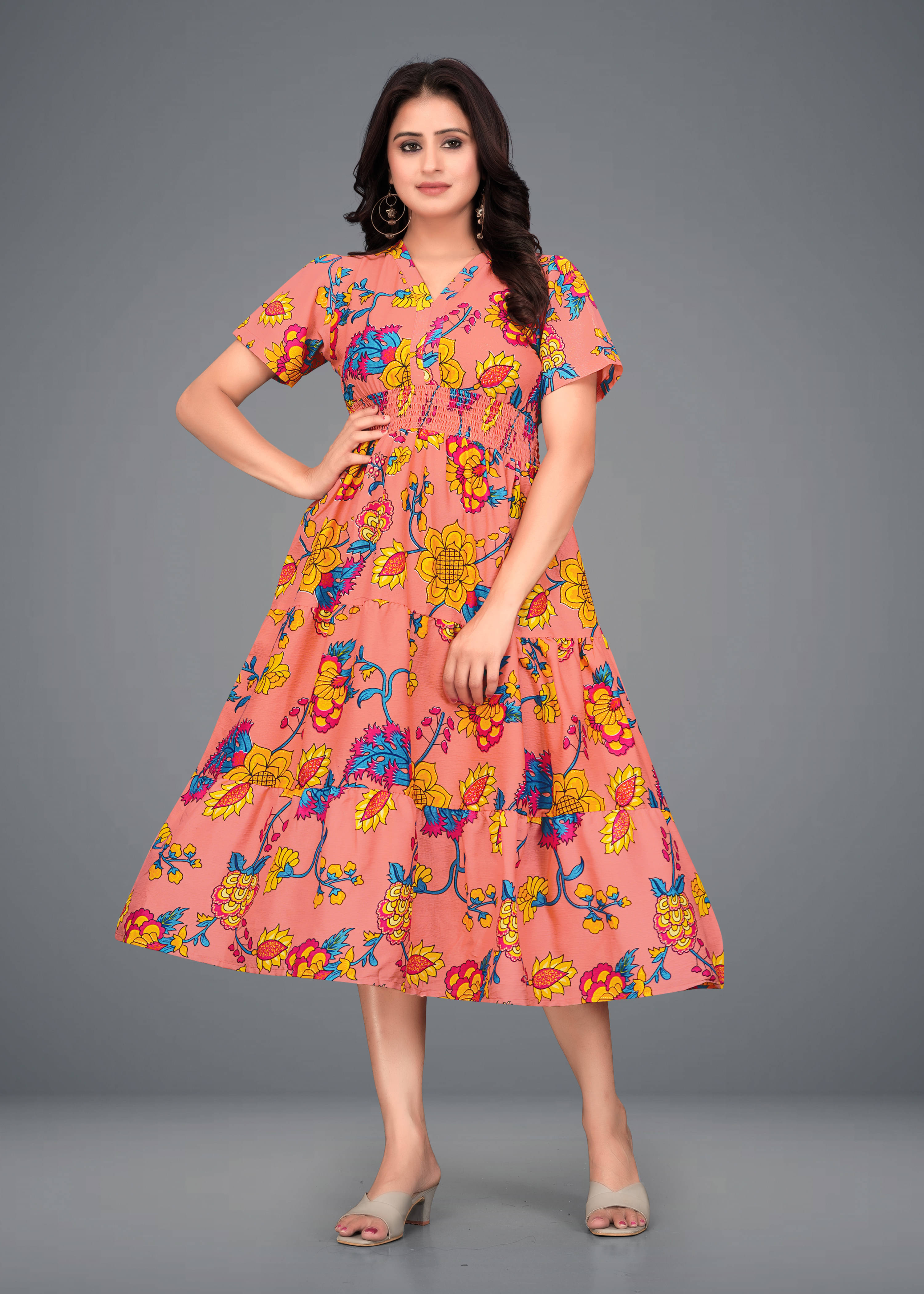     			Priyansh Creation Women Crepe Printed Gown ( Orange )