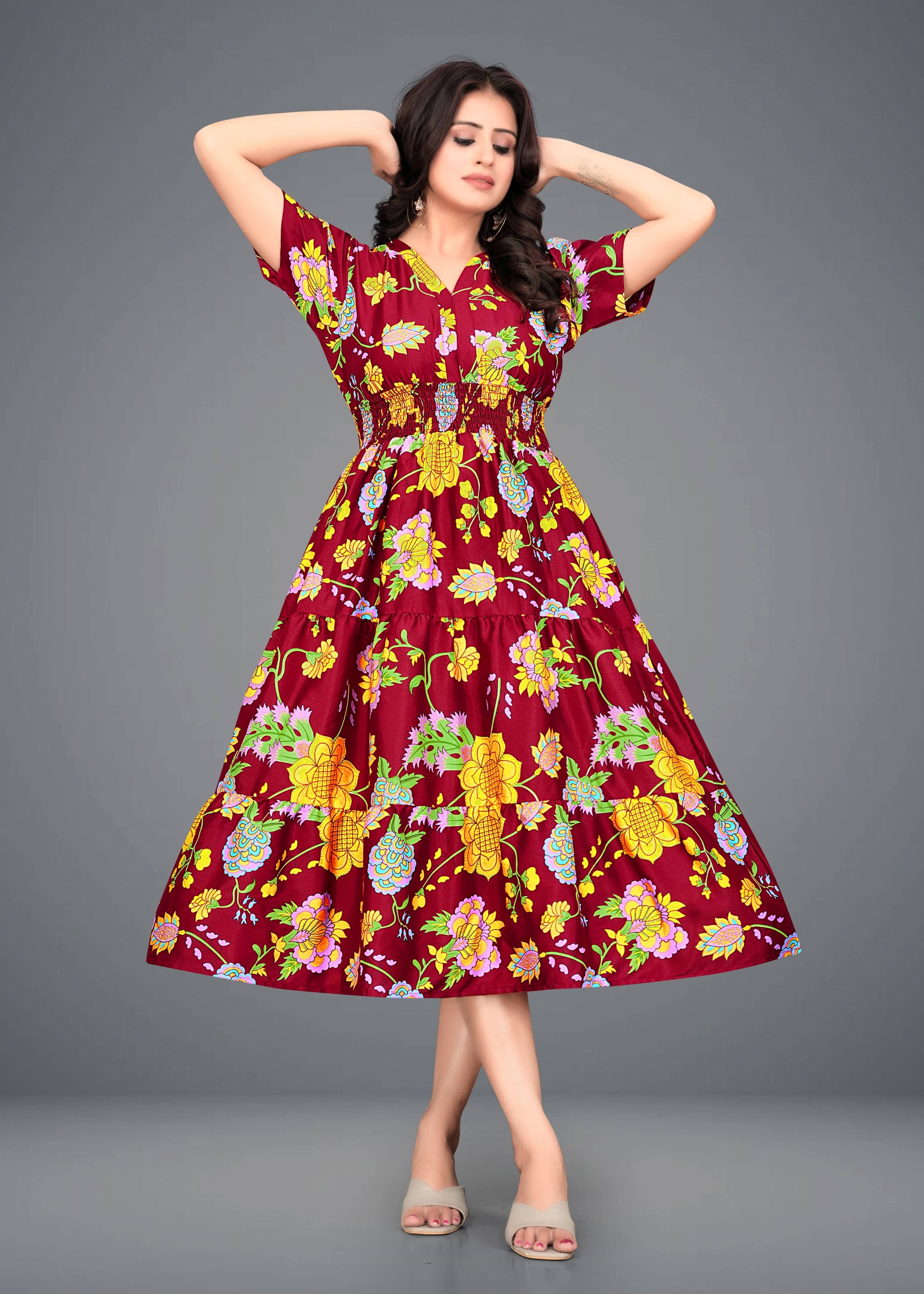     			Priyansh Creation Women Crepe Printed Gown ( Brown )