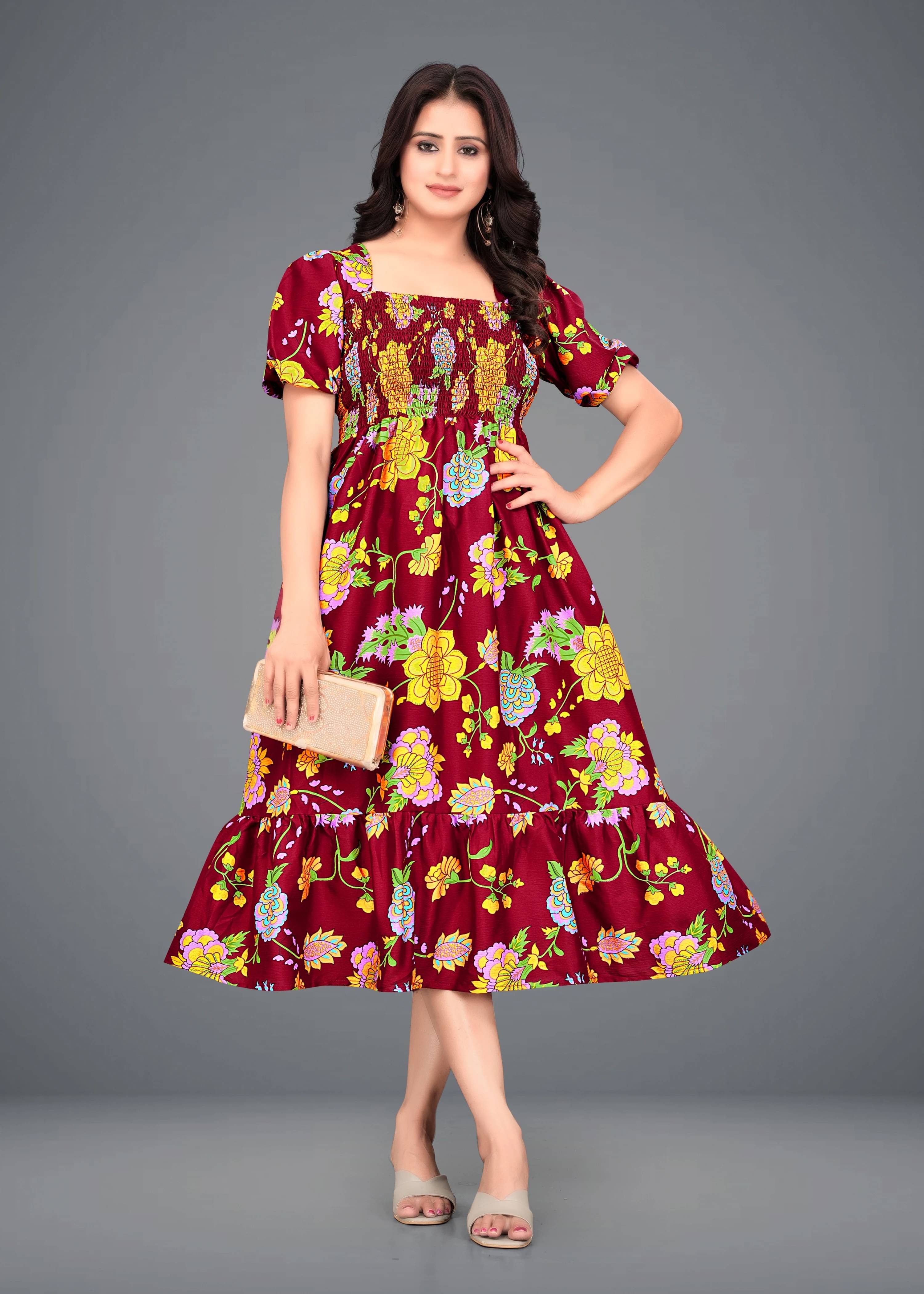    			Priyansh Creation Women Crepe Printed Gown ( Maroon )