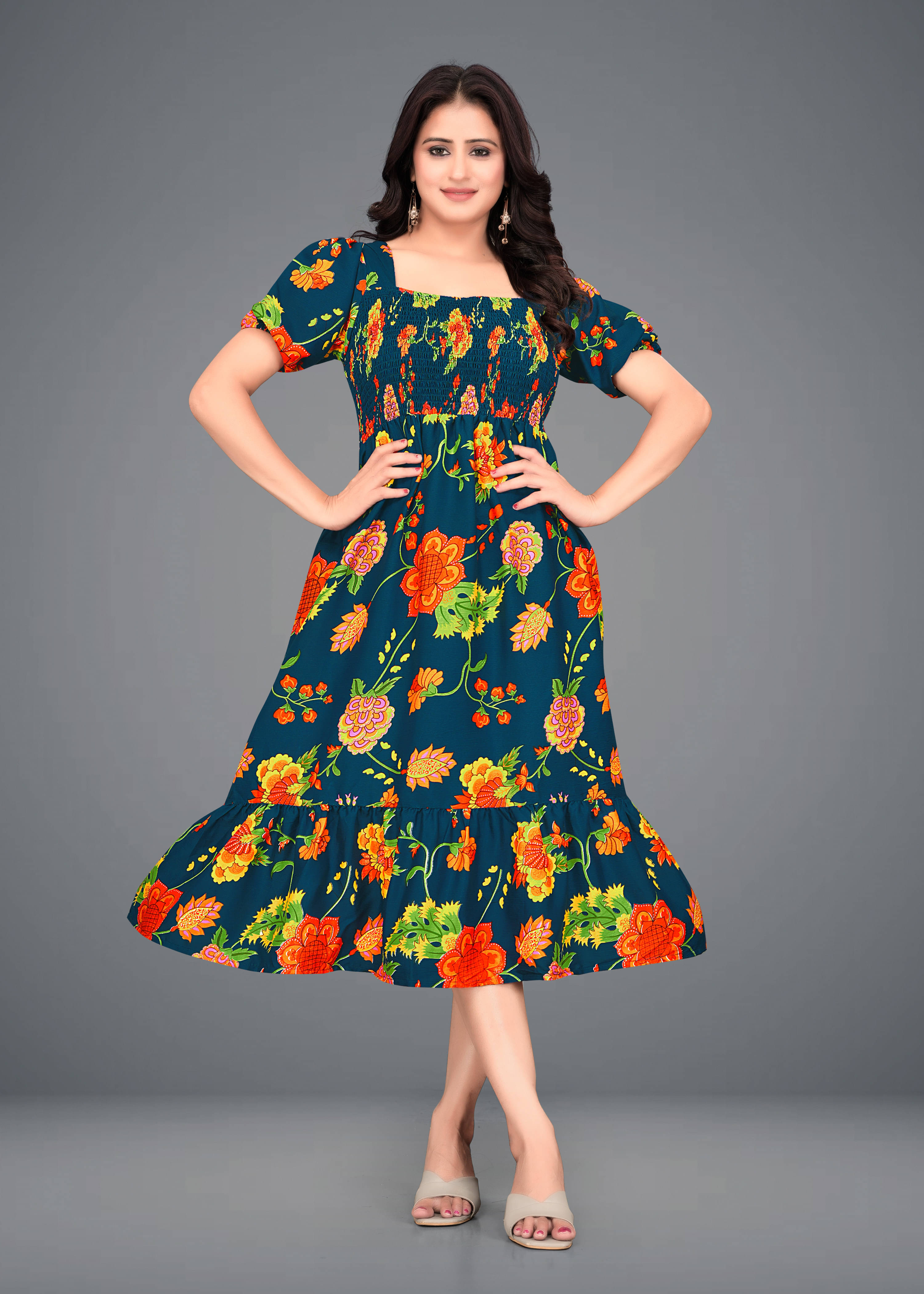     			Priyansh Creation Women Crepe Printed Gown ( Green )