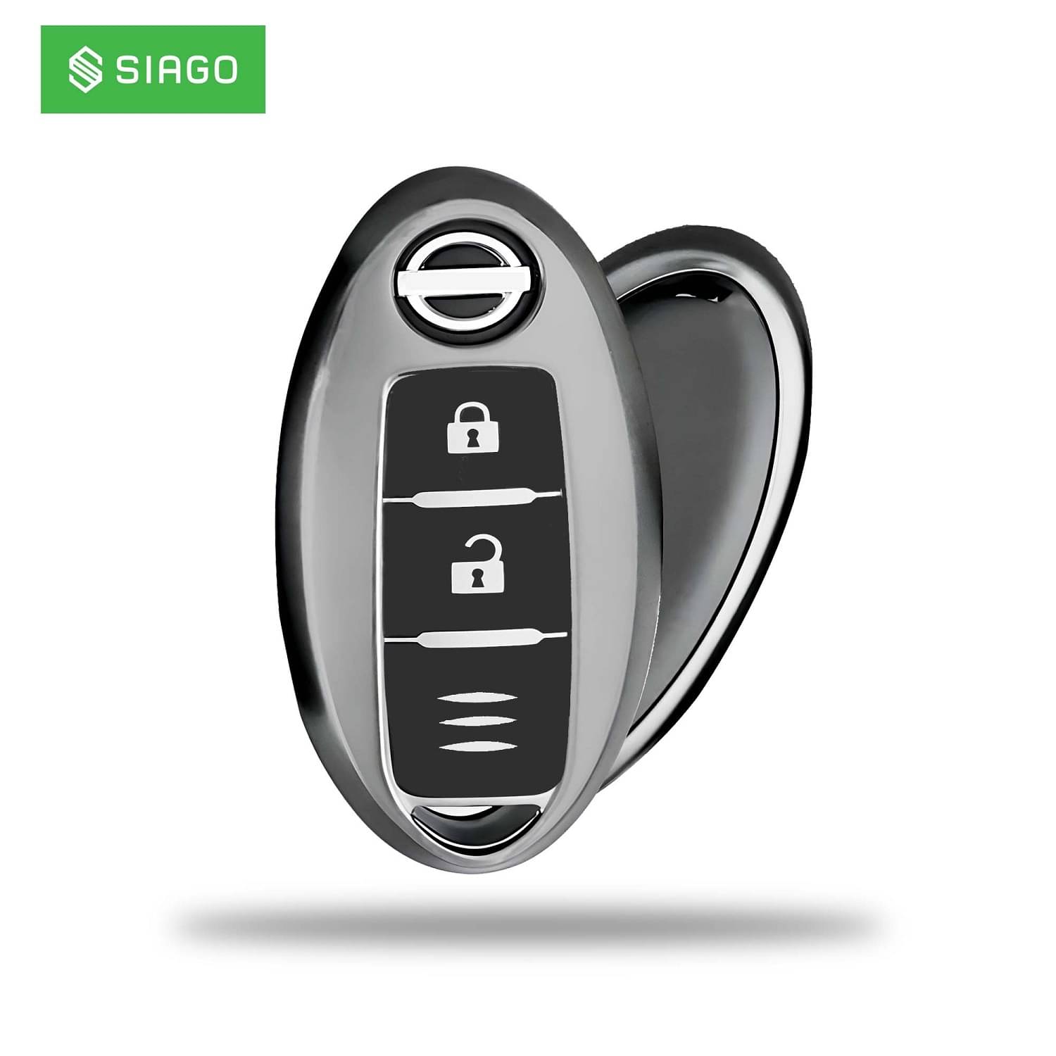     			SIAGO TPU Key Cover  Compatible with Micra, Sunny, Micra Active, Magnite, Teana 2 Button Flip Key (Grey)