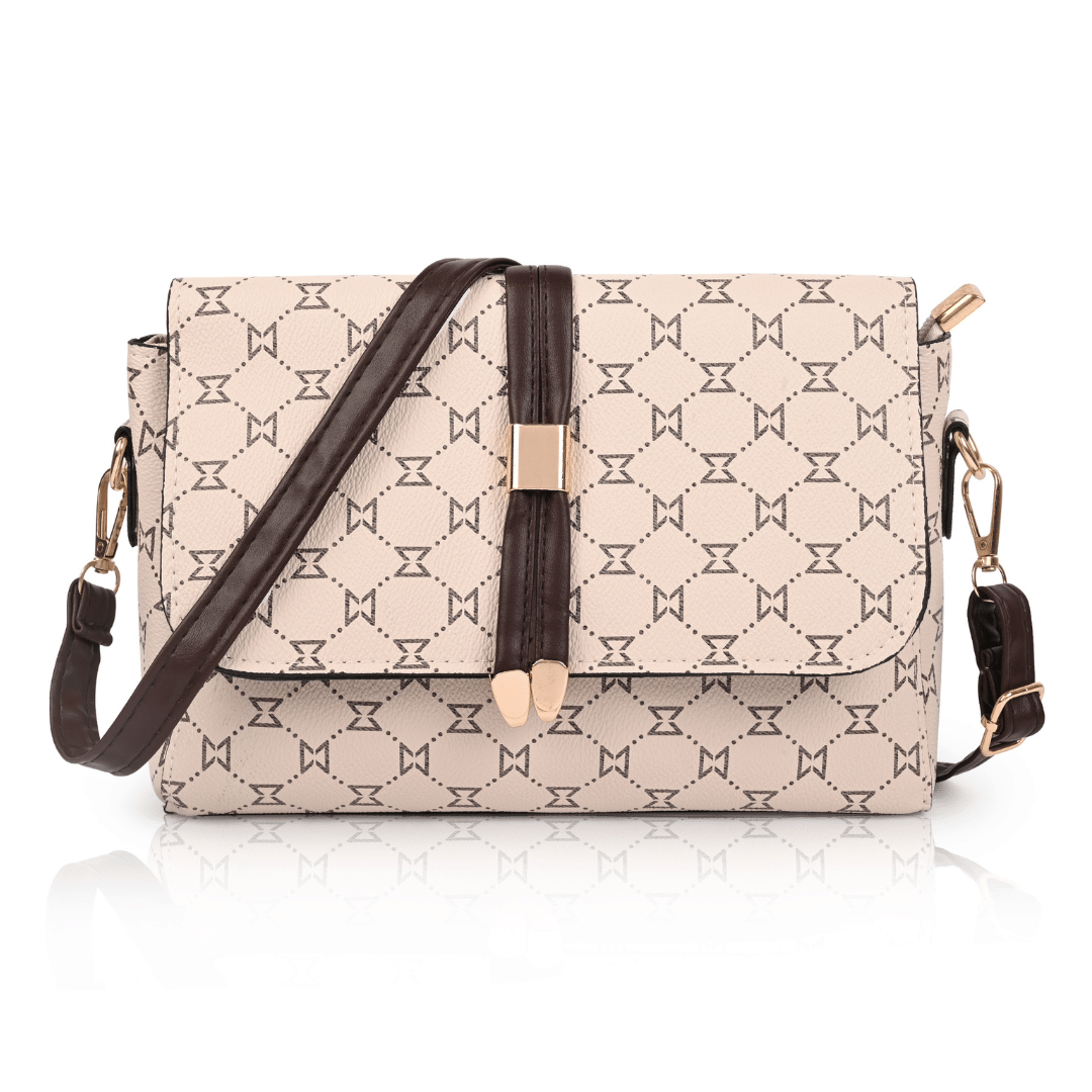     			Sageware Sling Bag Faux Leather Set of 1 ( Beige )