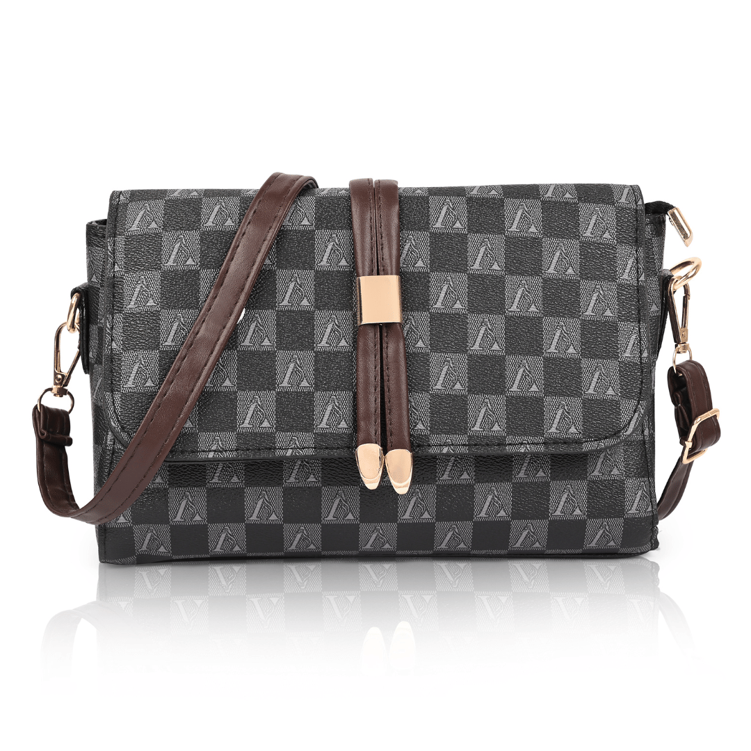     			Sageware Sling Bag Faux Leather Set of 1 ( Black )