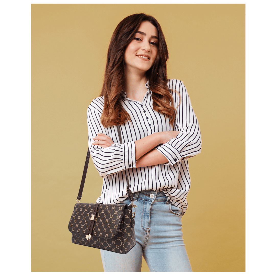     			Sageware Sling Bag Faux Leather Set of 1 ( Coffee )