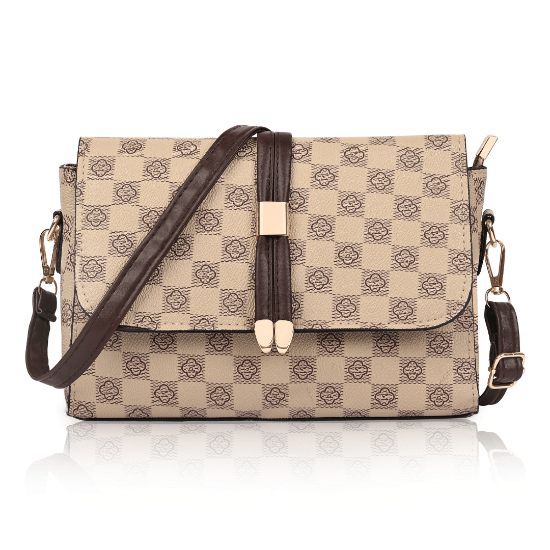    			Sageware Sling Bag Faux Leather Set of 1 ( Cream )