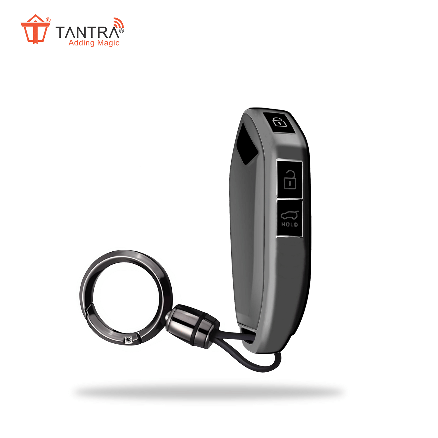 TANTRA TPU Key Cover and Round Key Chain Compatible With Kia 3 Button Flip Key (Grey) TANTRA TPU Key Cover and Round Key Chain Compatible With Kia 3 Button Flip Key (Grey)