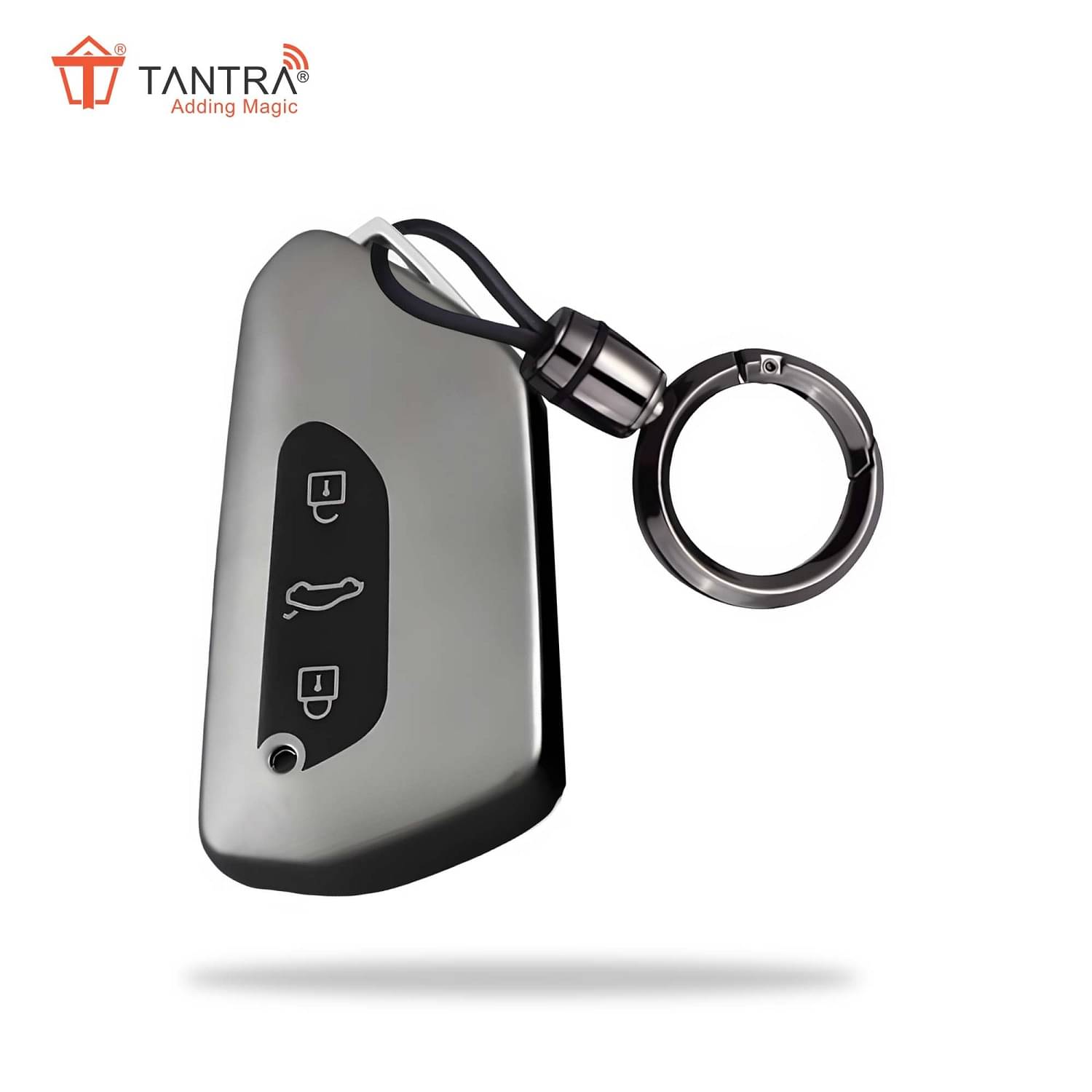 TANTRA TPU Key Cover and Round Key Chain Compatible with koda Kodiaq, Octavia 2021 Onwards 3 Button Flip Key (Grey) TANTRA TPU Key Cover and Round Key Chain Compatible with koda Kodiaq, Octavia 2021 Onwards 3 Button Flip Key (Grey)