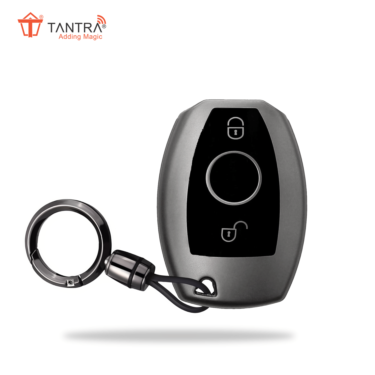 TANTRA TPU Key Cover and Round Key Chain Compatible with Mer cedes Benz A B C E G K R S Class AMG with 2 Button Flip Key (Grey) TANTRA TPU Key Cover and Round Key Chain Compatible with Mer cedes Benz A B C E G K R S Class AMG with 2 Button Flip Key (Grey)
