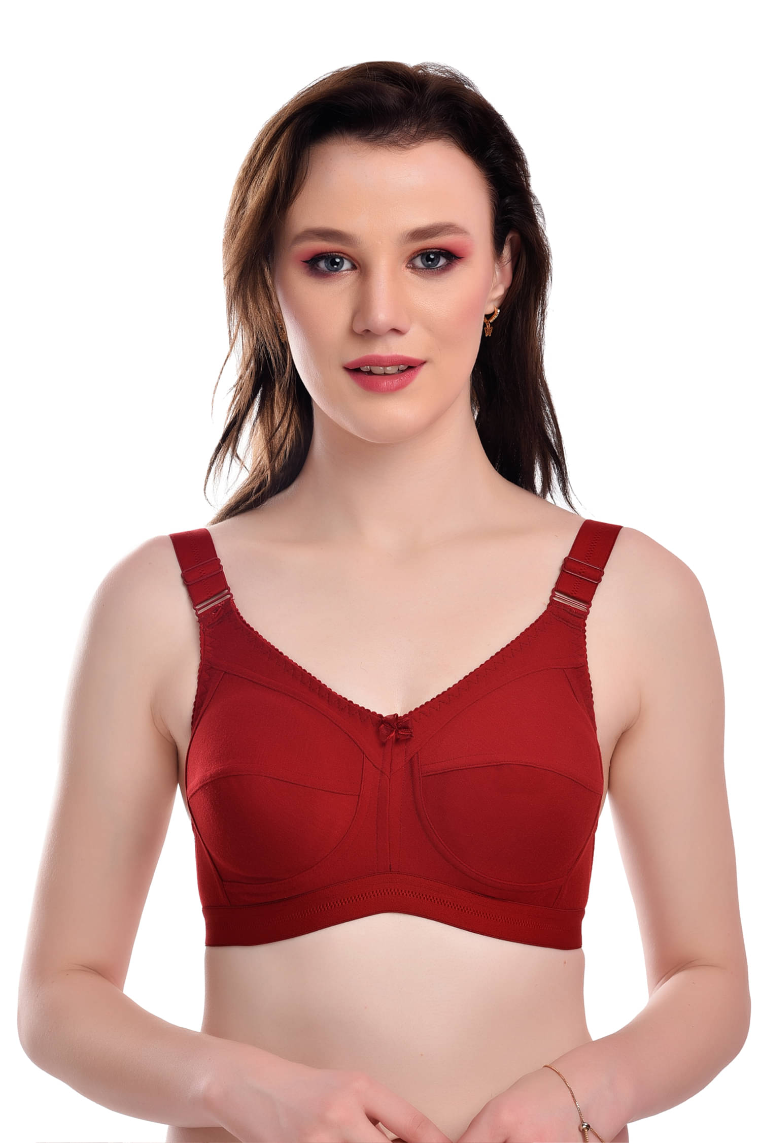 TEENPLUS Pack of 1 Cotton Blend Non Padded T-Shirt Bra For Women ( Maroon ) TEENPLUS Pack of 1 Cotton Blend Non Padded T-Shirt Bra For Women ( Maroon )