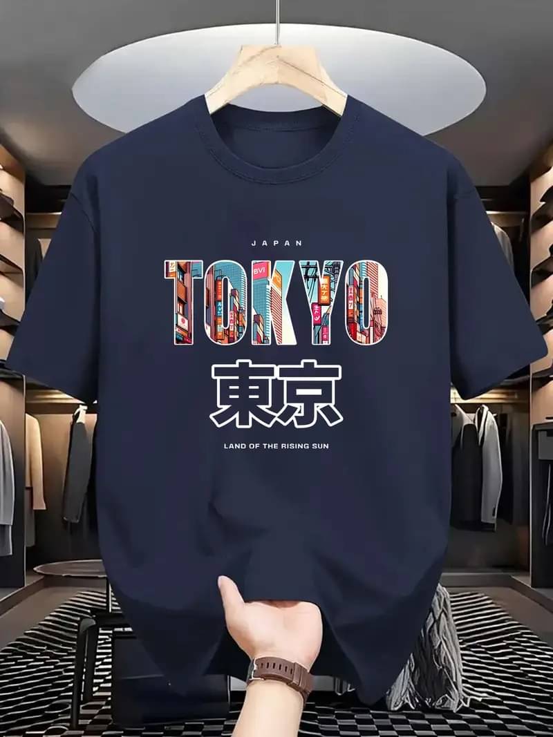 THAWE PARIDHAN Men Cotton Blend Regular Fit Printed T-Shirt ( Navy )     			THAWE PARIDHAN Men Cotton Blend Regular Fit Printed T-Shirt ( Navy )