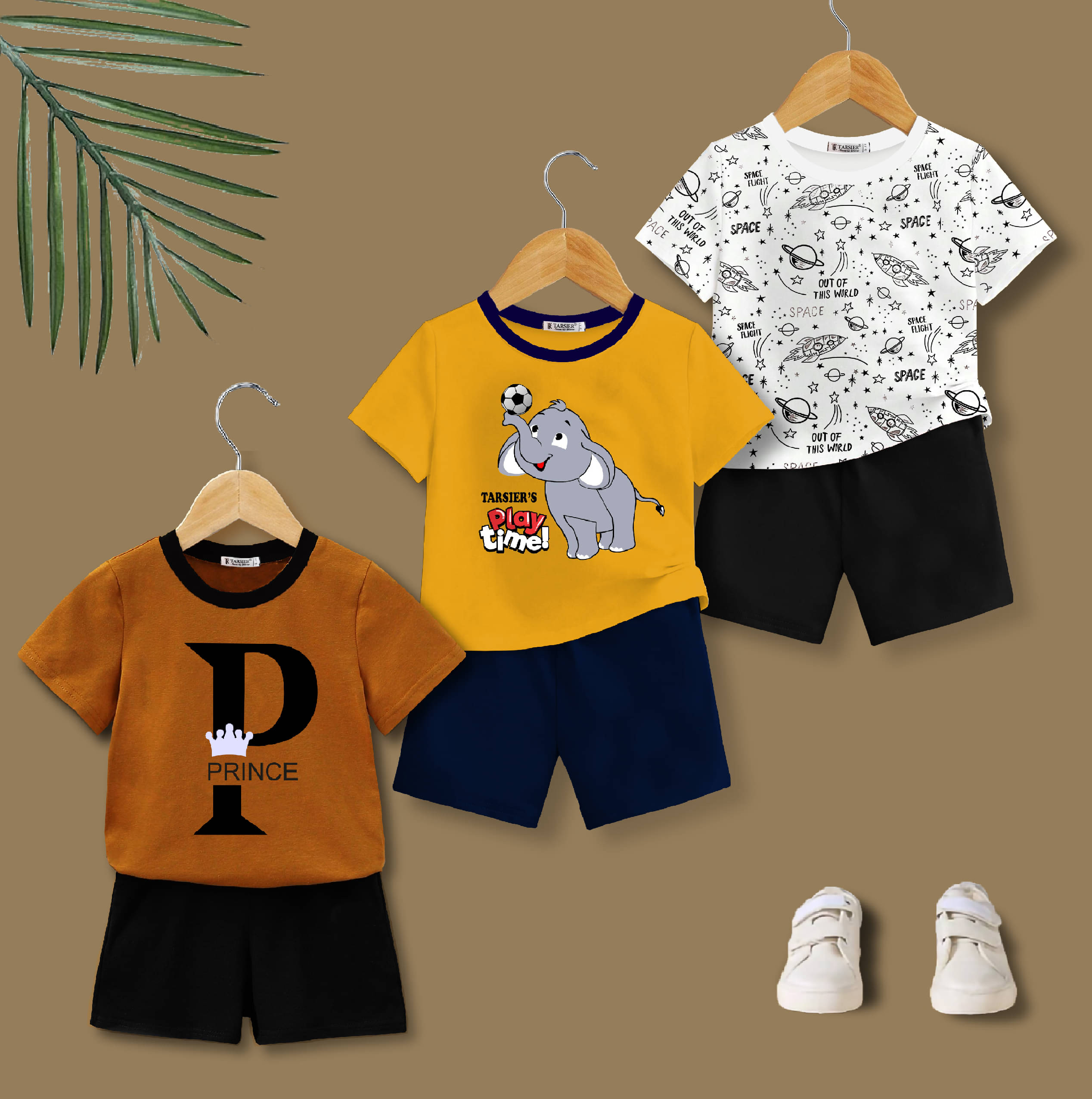 Tarsier Pack of 3 Boys Cotton Blend T-Shirt & Shorts Set ( Multicolor 3 ) Tarsier Pack of 3 Boys Cotton Blend T-Shirt & Shorts Set ( Multicolor 3 )