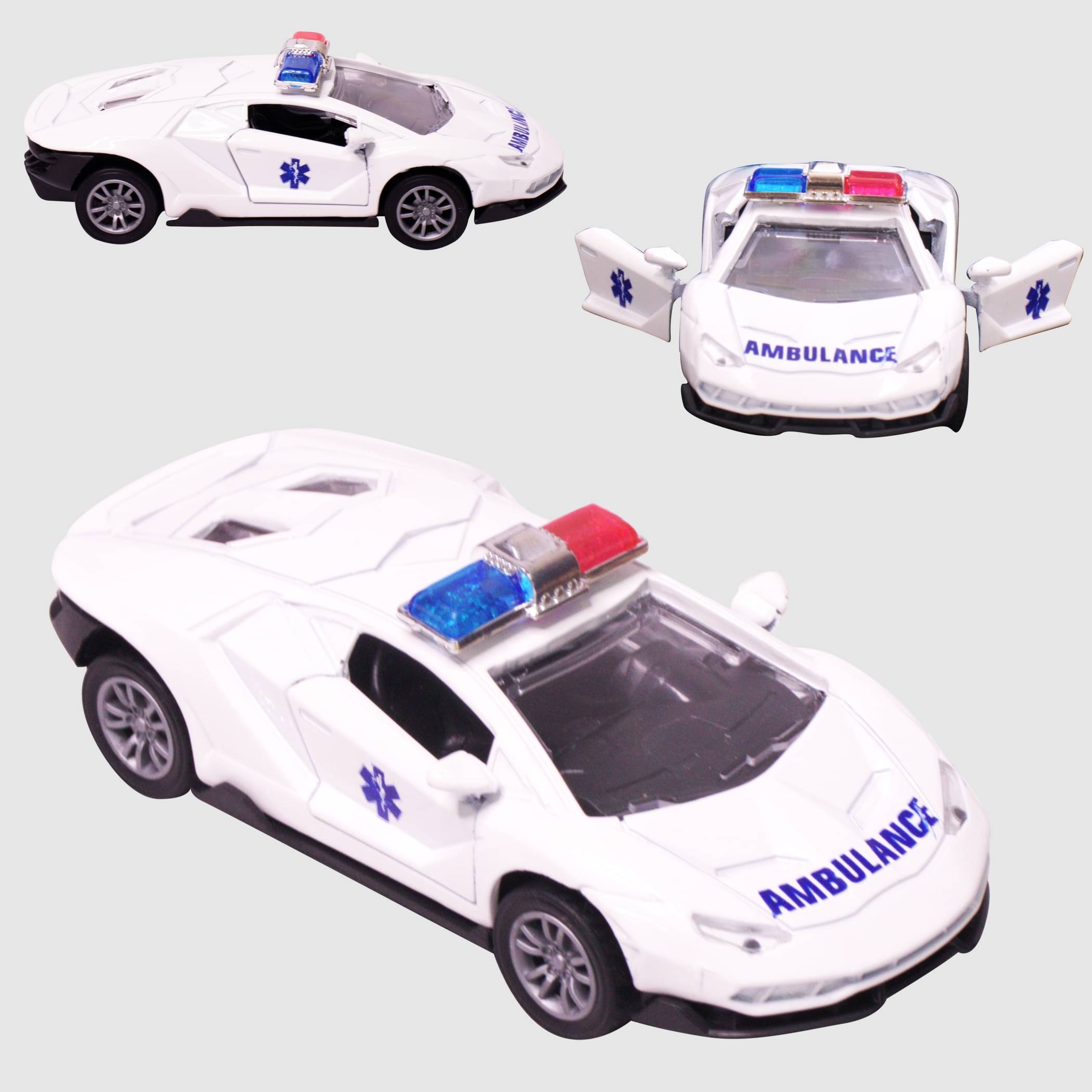     			Toy Cloud Lamborghini Ambulance Car 1:32 Scale Die-Cast Metal Toy with Opening Doors and Pull Back Action Realistic Toy Car