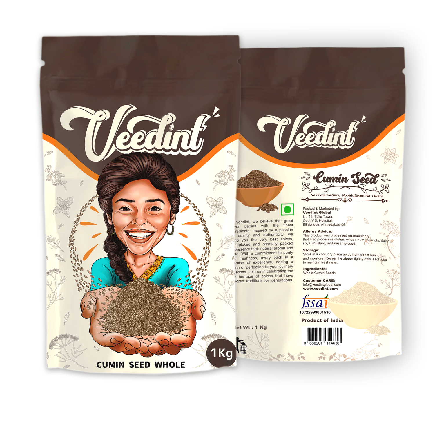     			VeeDInt Cumin seed Whole (Jeera), Indian Origin, Natural, 1 kg, 1 kg