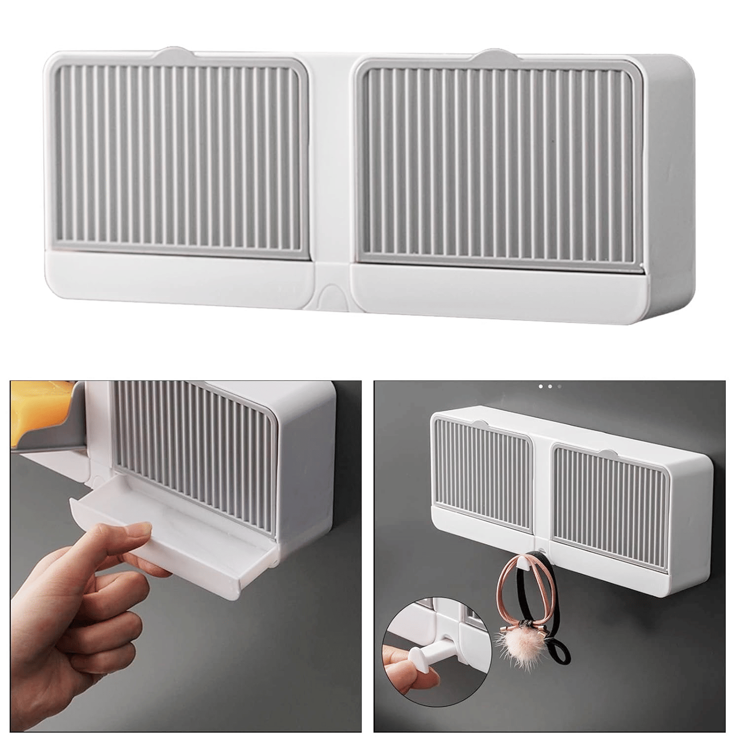     			Wall Mounted Soap Holder with Lid and Drain Tray | Self Adhesive Bathroom Soap Case for Wall | Multipurpose Soap Box Organizer for Bathroom, Kitchen & Wash Basin | No Drilling Soap Dish with Cover | Space Saving Design | Durable Plastic