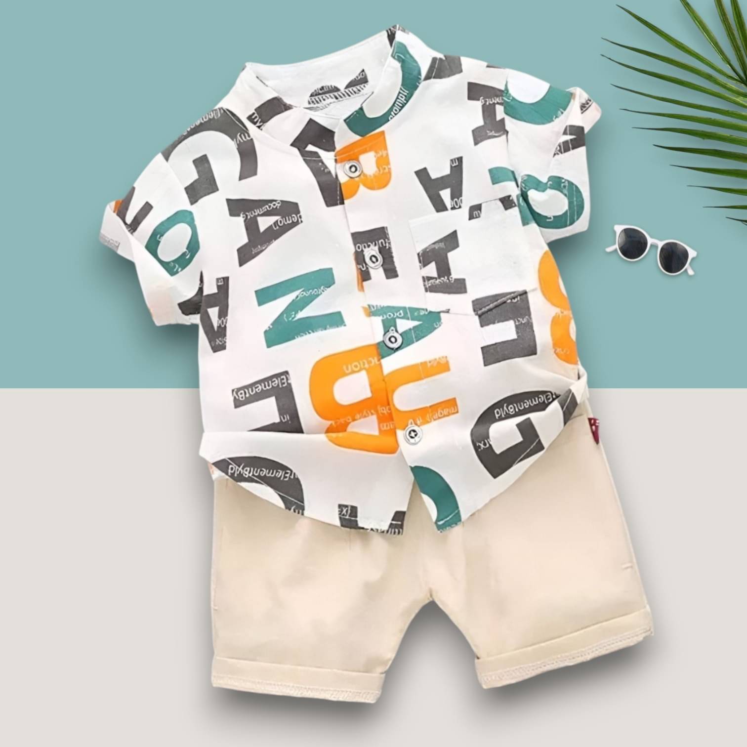 Woxaa Pack of 1 Boys Cotton Blend Shirt & Shorts Set ( Multicolor 1 )     			Woxaa Pack of 1 Boys Cotton Blend Shirt & Shorts Set ( Multicolor 1 )