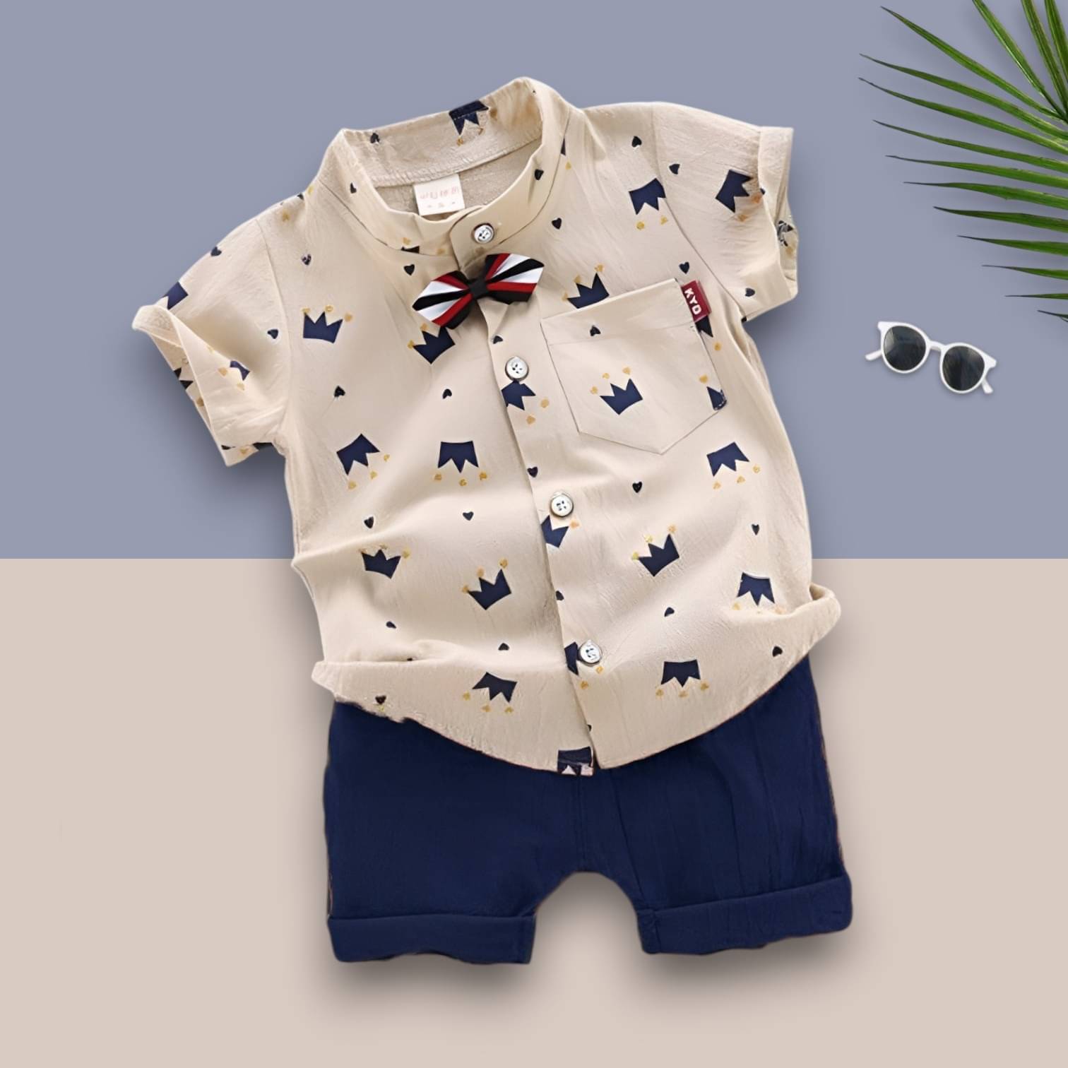 Woxaa Pack of 1 Boys Cotton Blend Shirt & Shorts Set ( Multicolor 1 )     			Woxaa Pack of 1 Boys Cotton Blend Shirt & Shorts Set ( Multicolor 1 )