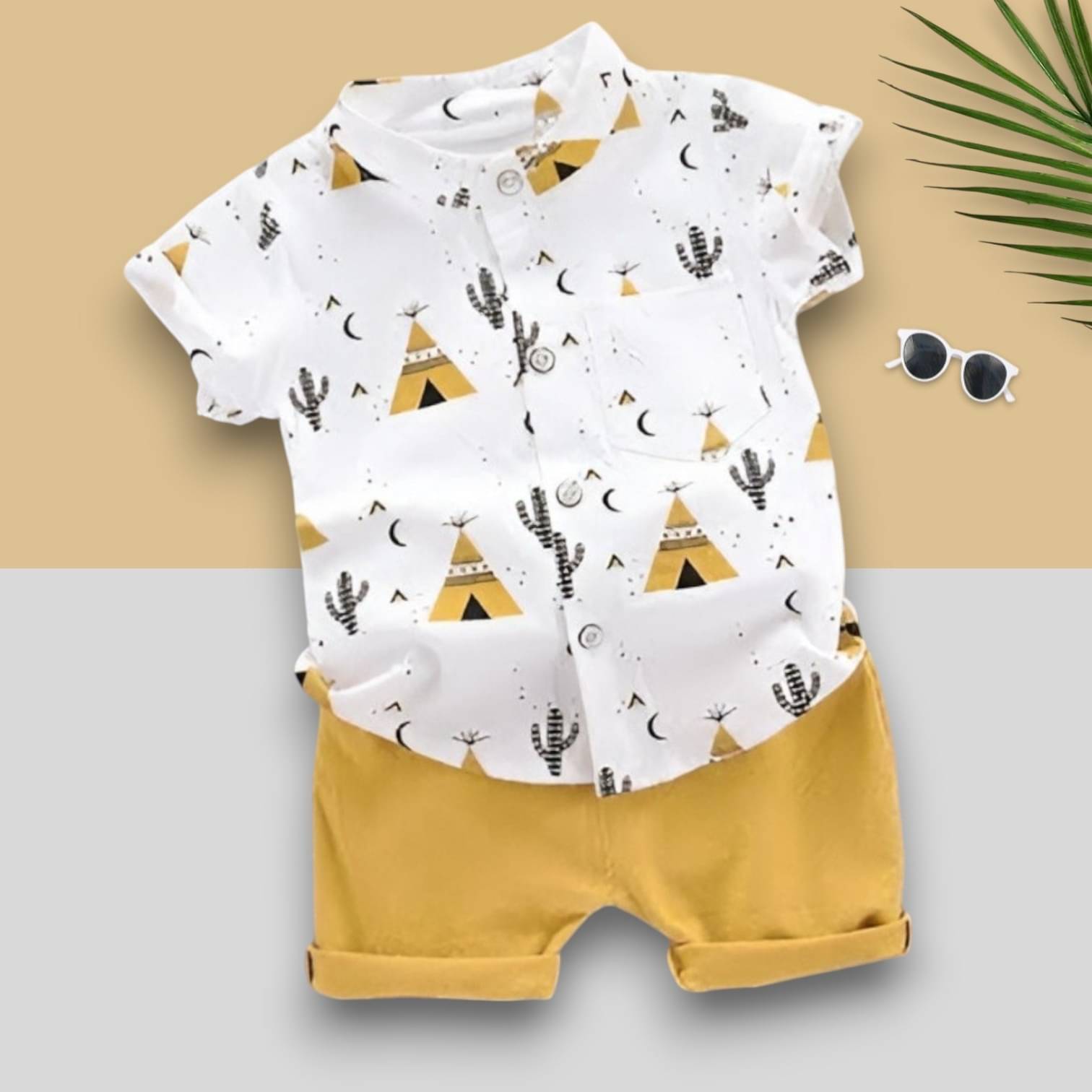     			Woxaa Pack of 1 Boys Cotton Blend Shirt & Shorts Set ( Multicolor 1 )