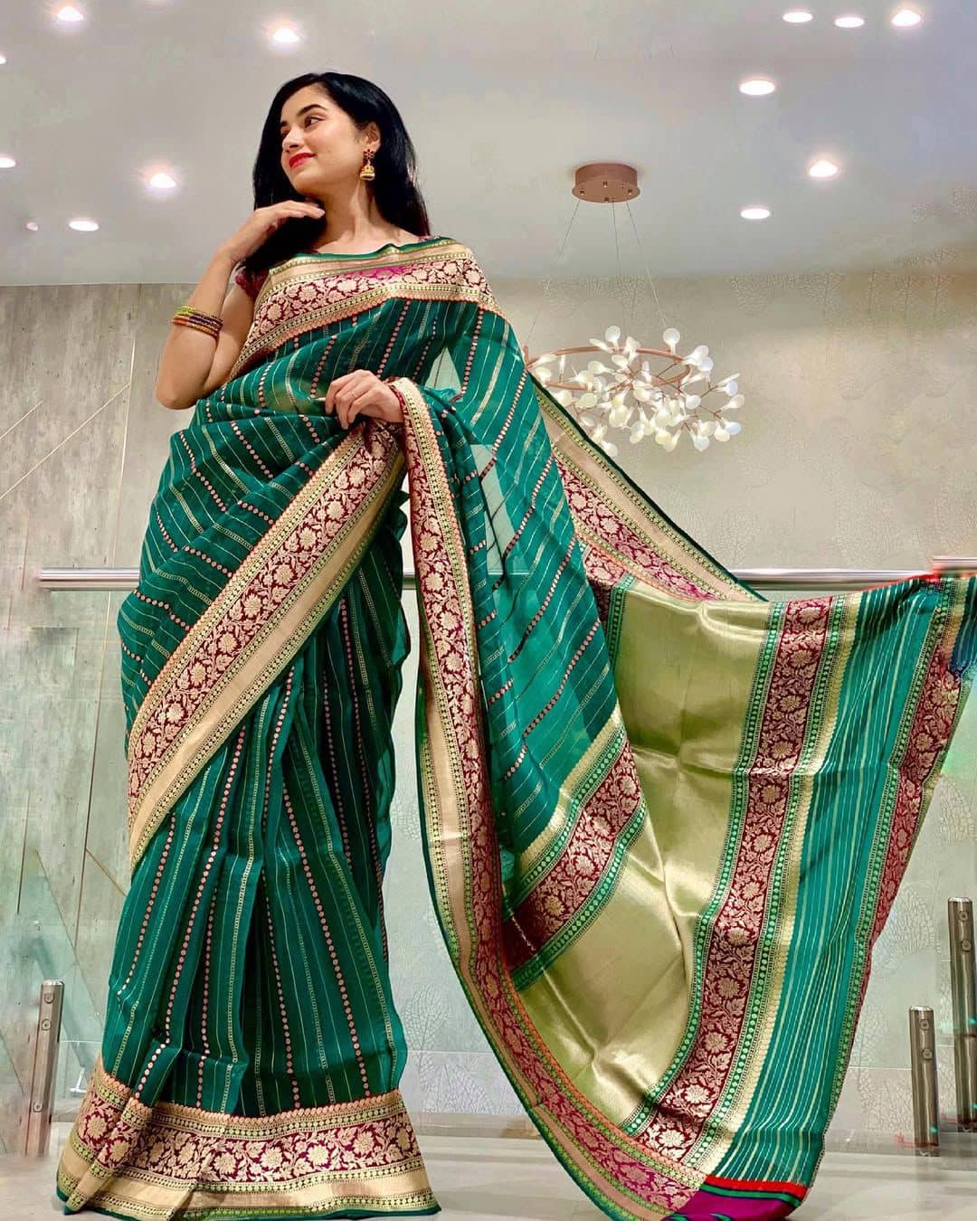 fab woven Art Silk Woven Kanjeevaram Sarees With Unstitched Blouse Piece ( Rama ) - Sarees | Buy online on ZillyBuy